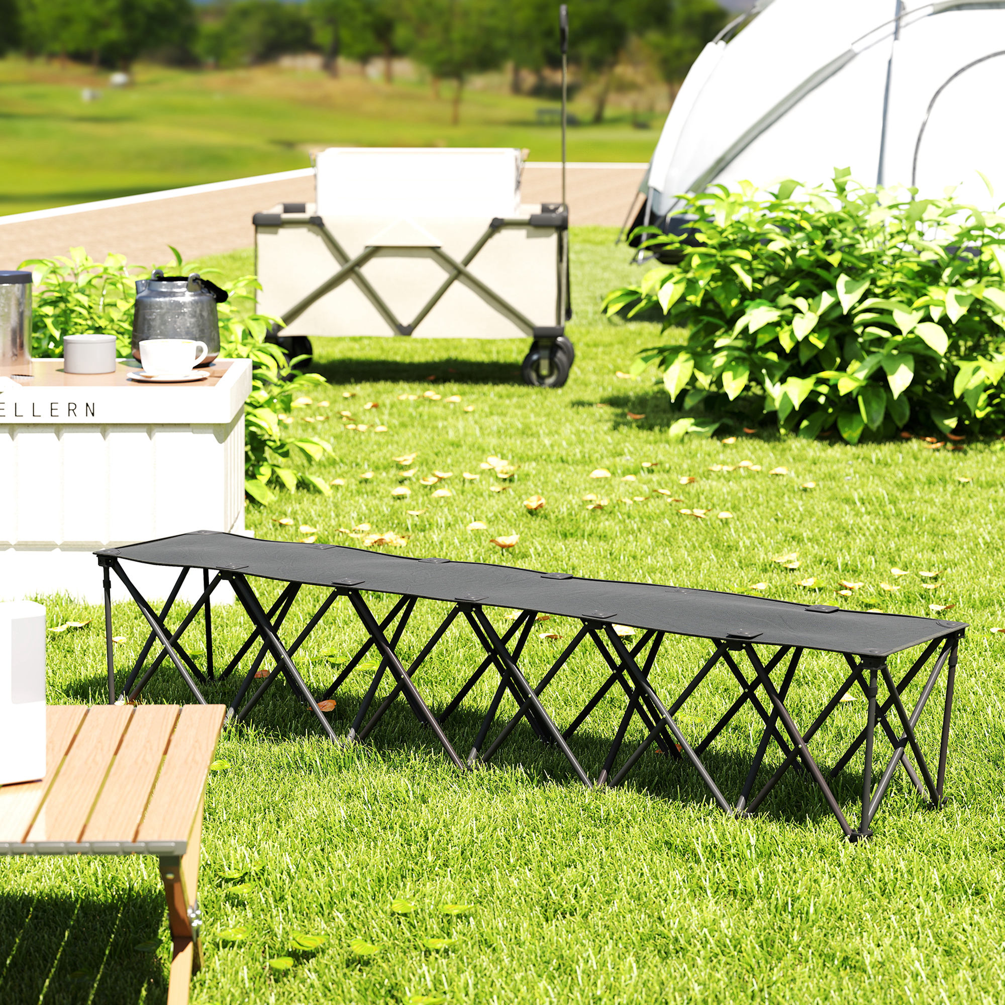 Outsunny Portable 6-Seater Folding Camping Chair, Team Bench Chair