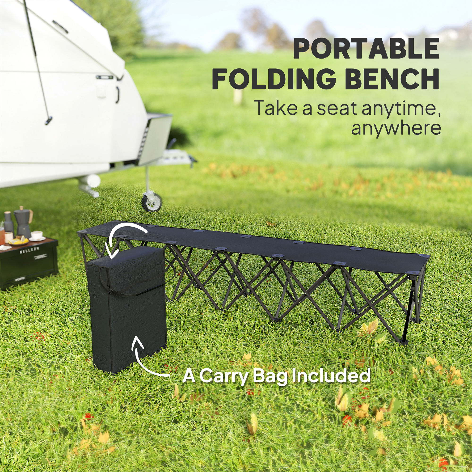 Outsunny Portable 6-Seater Folding Camping Chair, Team Bench Chair