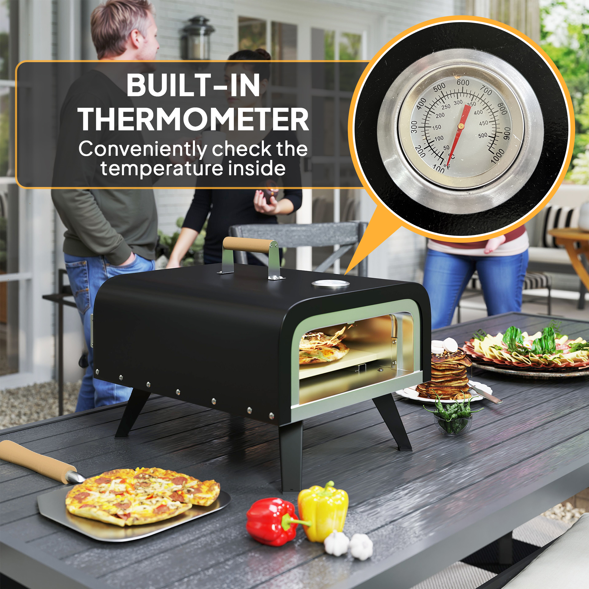 Outsunny Outdoor Tabletop Gas Pizza Oven with 12