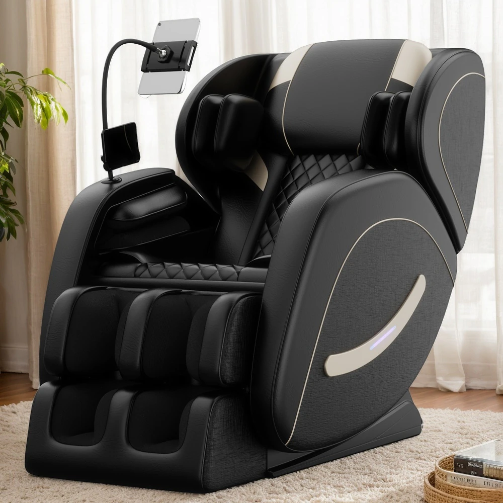 Massage Chair Recliner with Zero Gravity, Heating Functions, Bluetooth Audio, Ideal for Body Relaxation, 51.5" L x 28.5" W x 39" H, Black | Aosom.com
