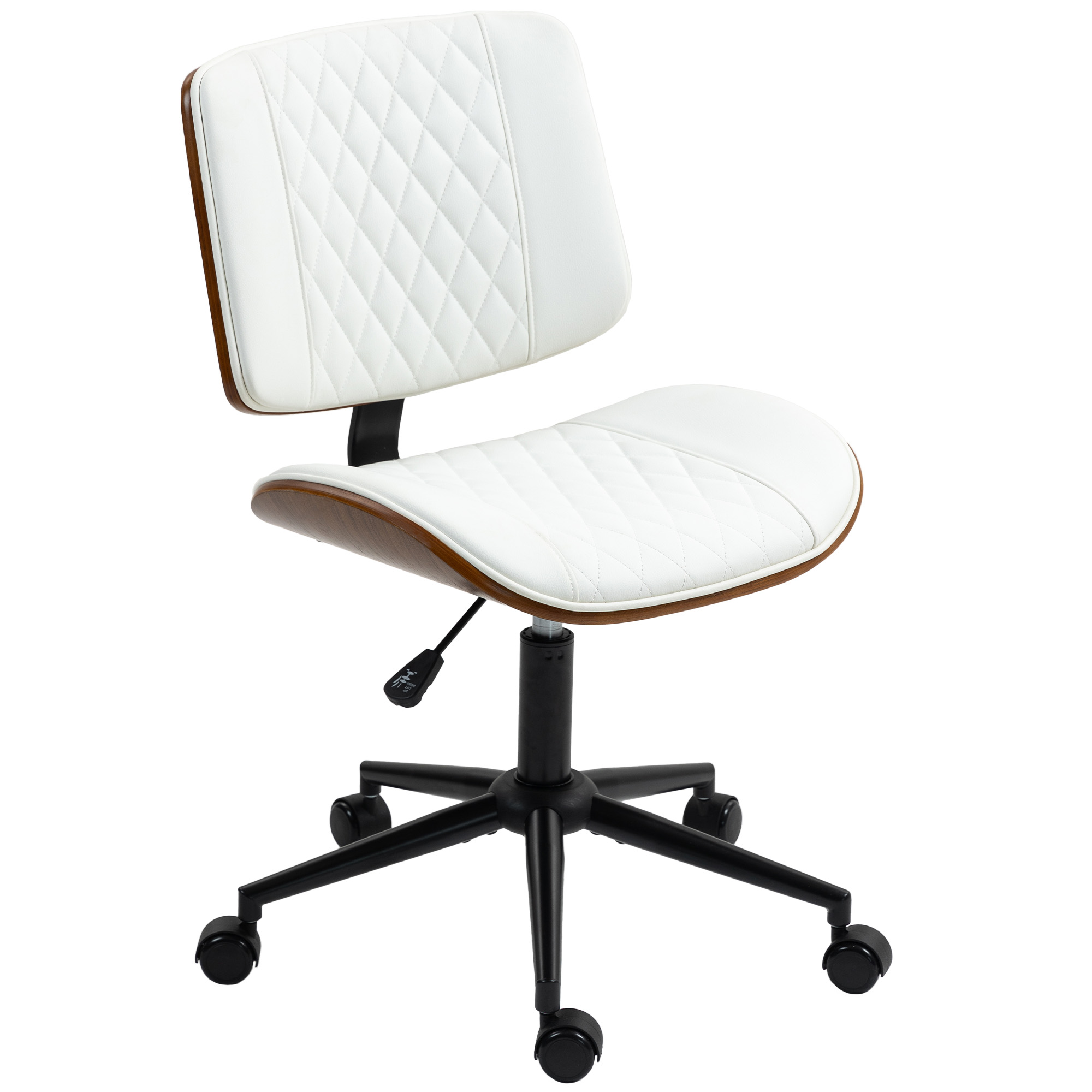 HOMCOM Armless Office Task Chair With Adjustable Height & 360° Swivel – Black, Wheels