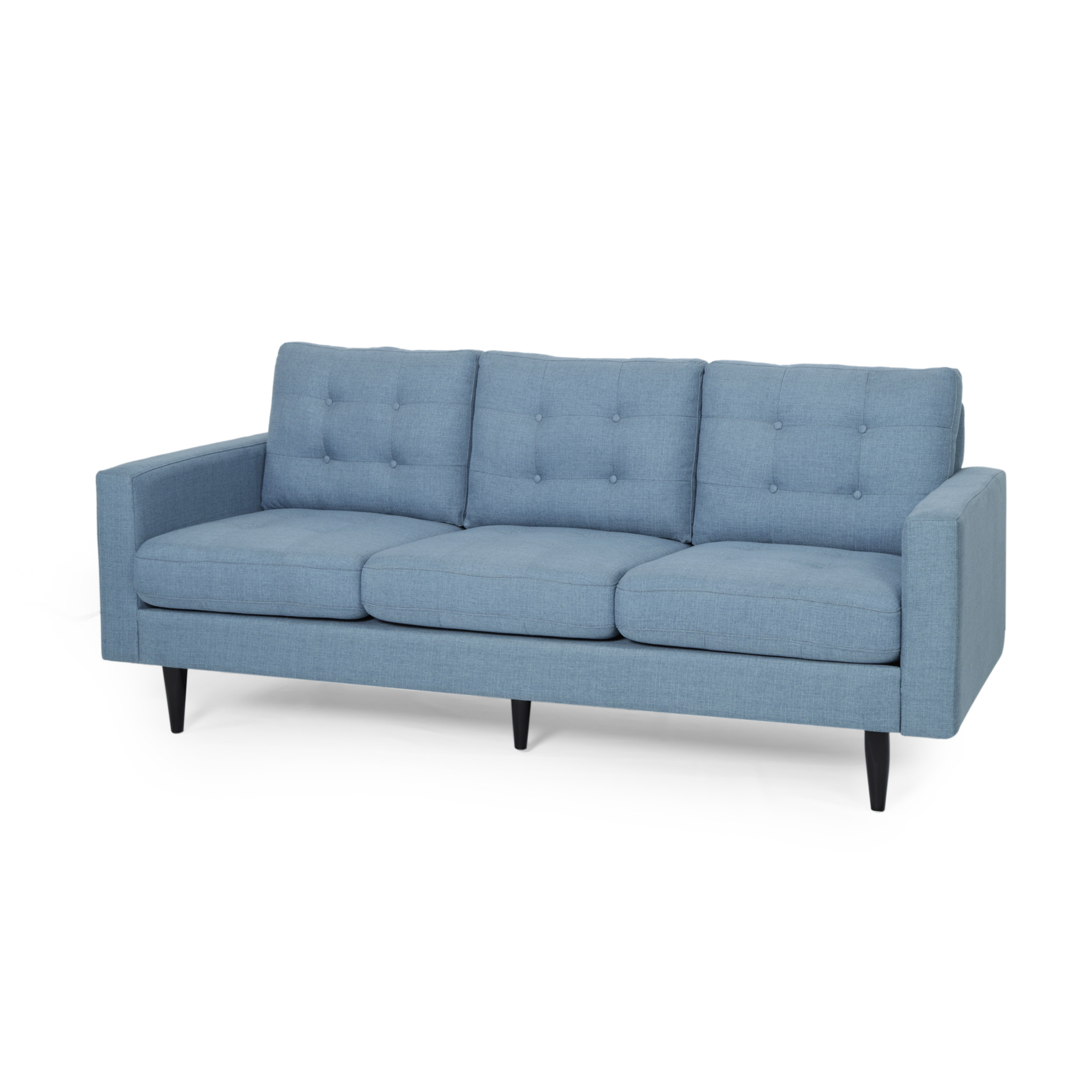 3-Seater Sofa with Button Tufted Waffle Stitch, Blue | Aosom Canada
