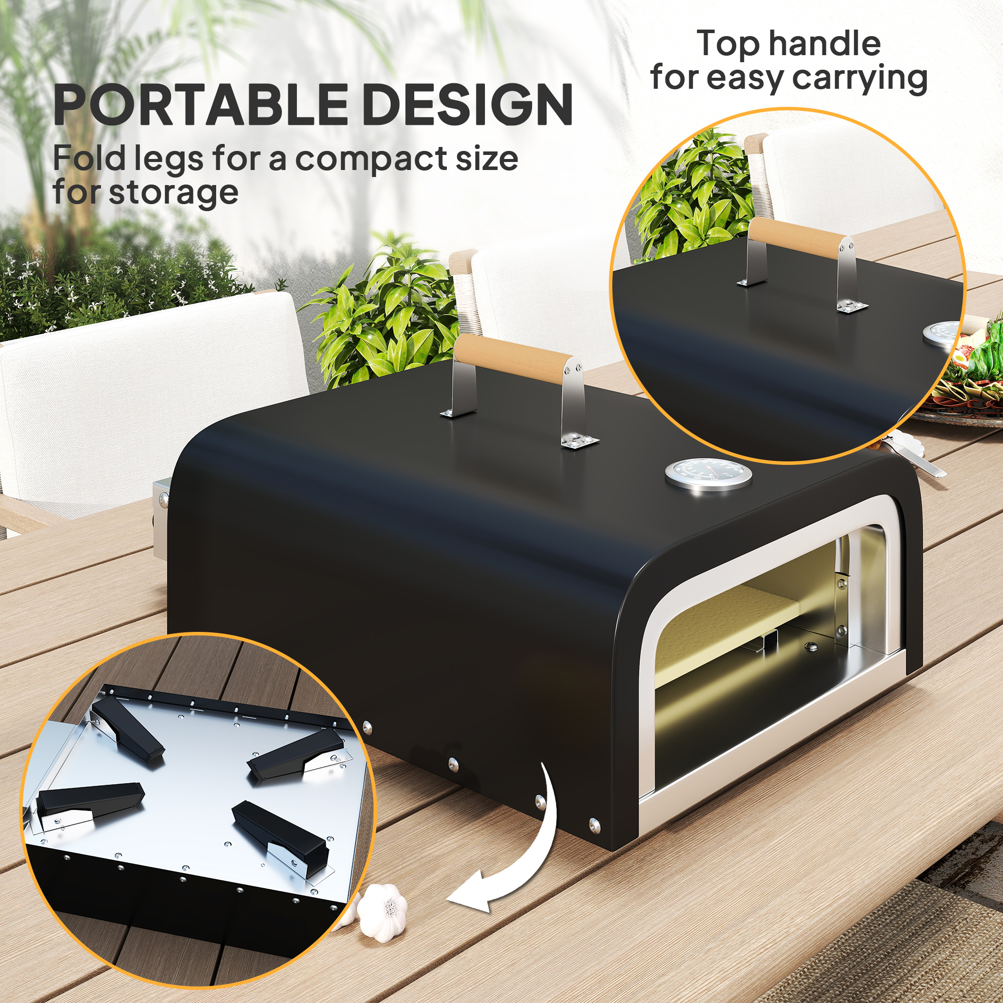 Outsunny Outdoor Tabletop Gas Pizza Oven with 12