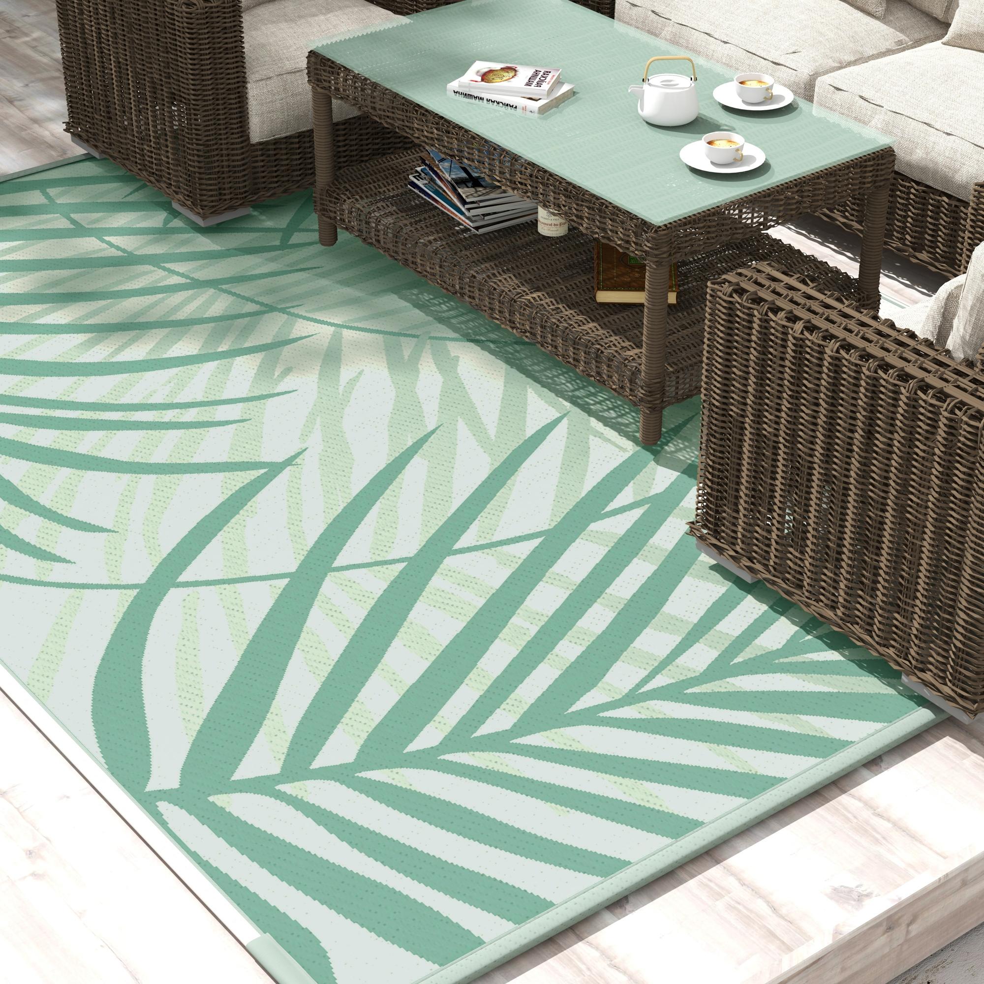 Outsunny Reversible Outdoor Rug with Carry Bag, 9' x 12' Waterproof Rug, Portable RV Camping Carpet for Backyard Aosom Canada