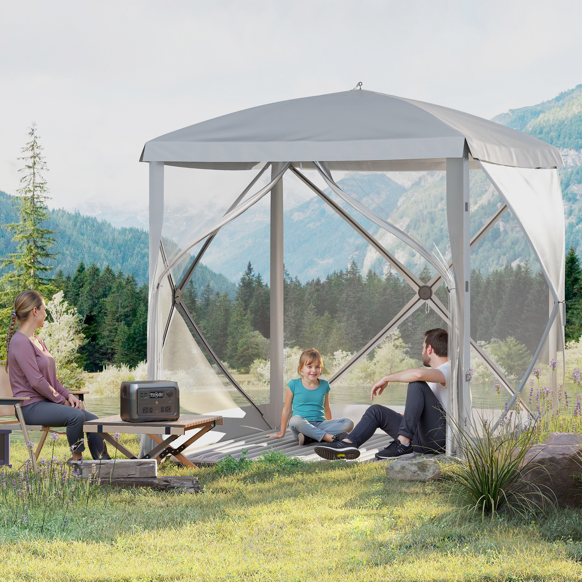 Outsunny Pop-Up Tent, Foldable Screen Tent with Carry Bag