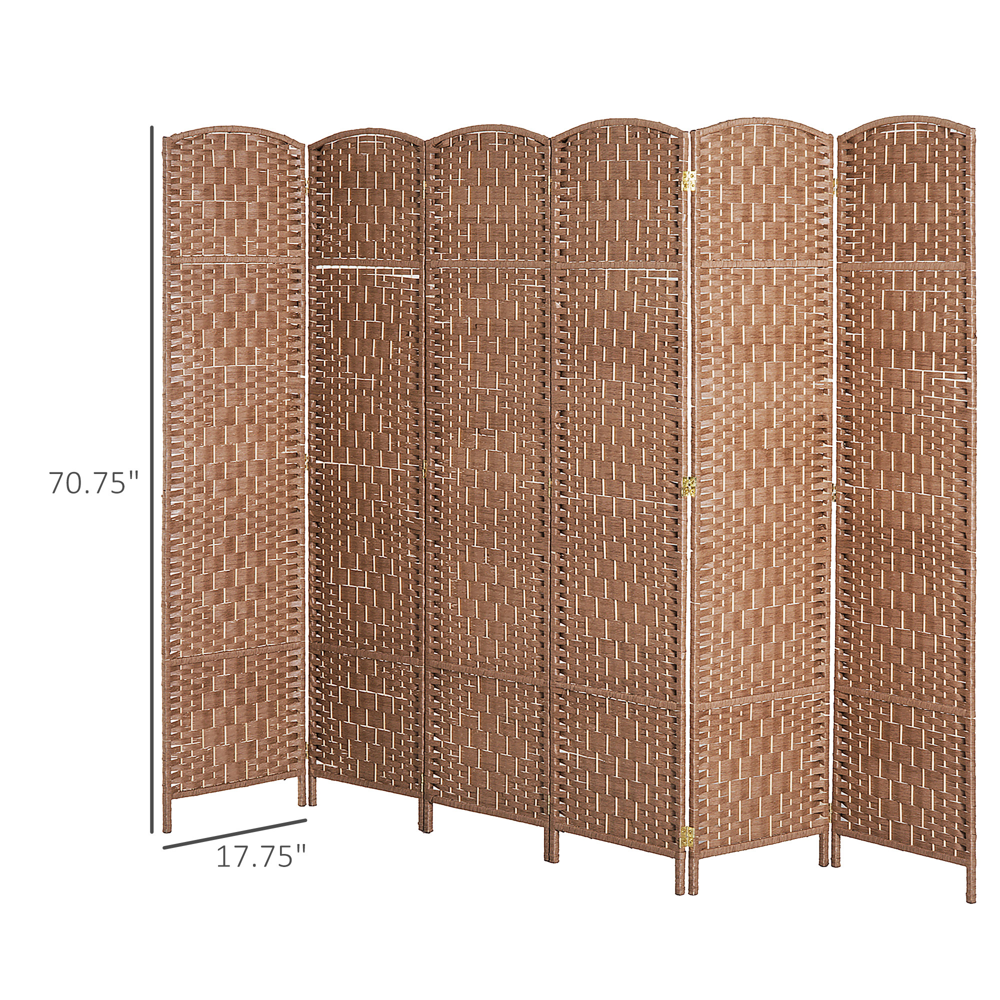 HOMCOM Room Divider 6 Panel, 6FT Tall Folding Privacy Screen, Freestanding Hand-Woven Partition for Room Separation with 360° Hinges, Paper Rope Diamond Weave, Natural