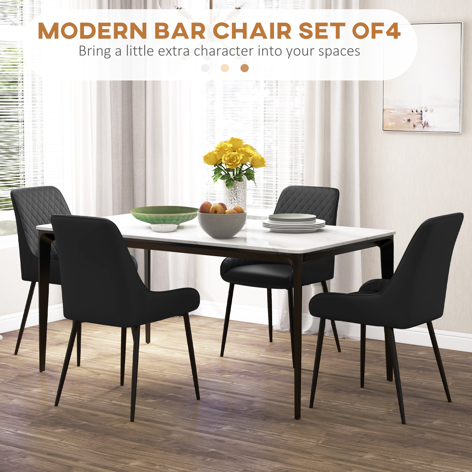 HOMCOM Mid-Class Modern Dining Room Chairs Black | Aosom Canada