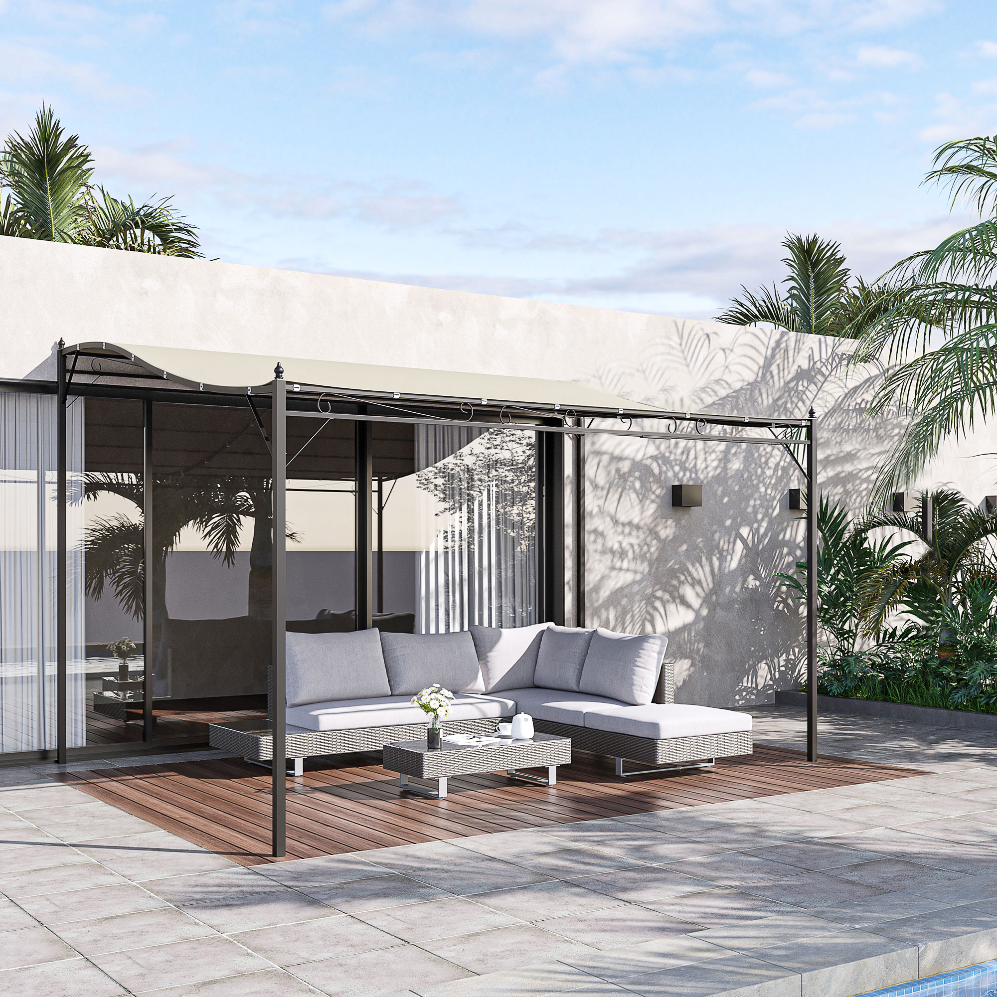 Outsunny Portable Gazebo 10x10 Steel Patio Outdoor Sun Shelter Portable Steel Patio Gazebo, Cream White Aosom Canada