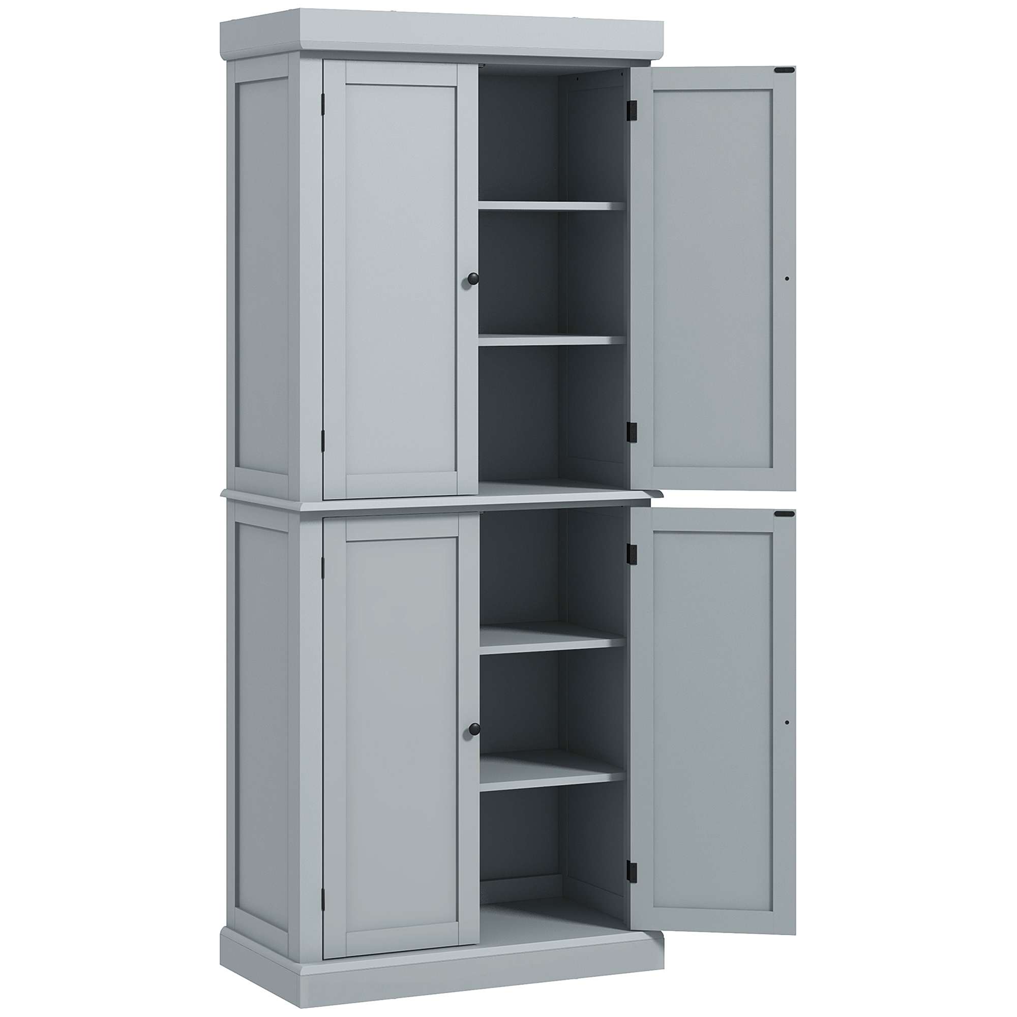 HOMCOM 72" Kitchen Cabinet, Pantry Storage Cabinet with Doors and Shelves, Freestanding Food Pantry Cabinet, Gray