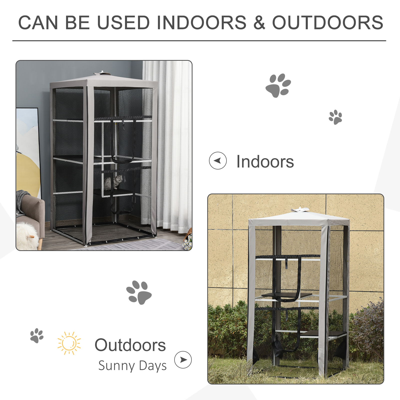 PawHut Large Outdoor Cat Enclosure Kitten House Indoor Cage