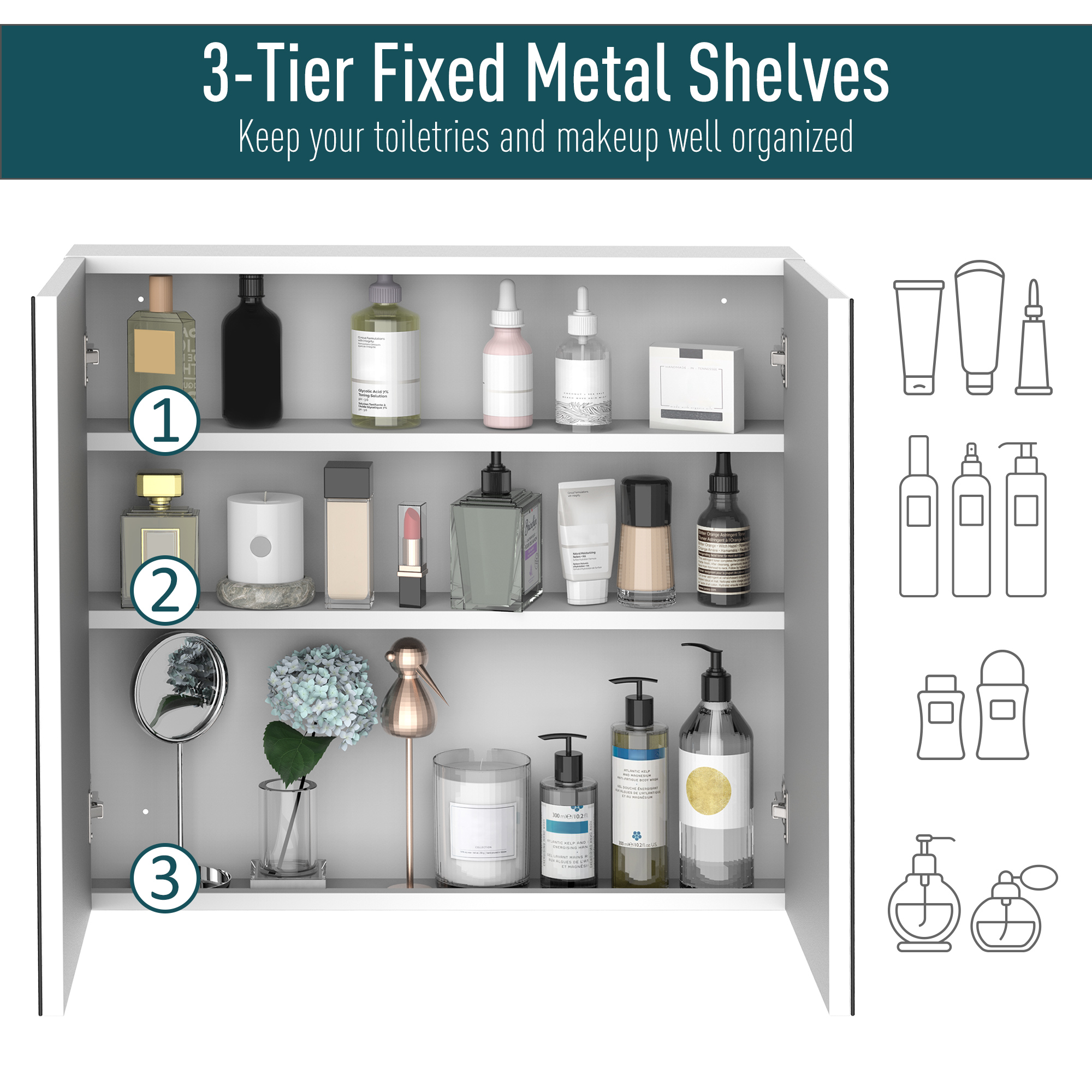 kleankin Wall Mounted Bathroom Medicine Cabinet with Mirror