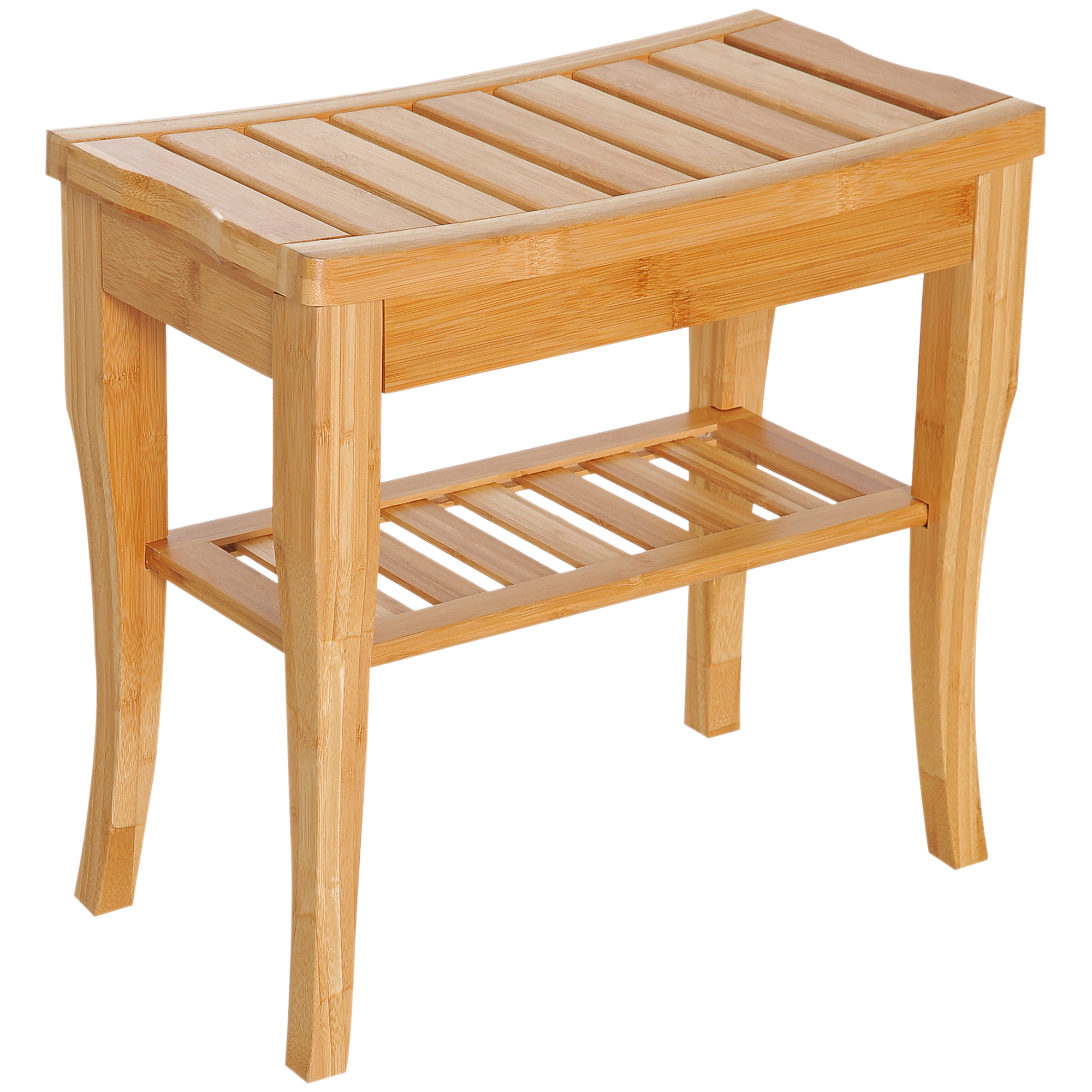 HOMCOM Bamboo Bathroom Stool Spa Bath Organizer Seat
