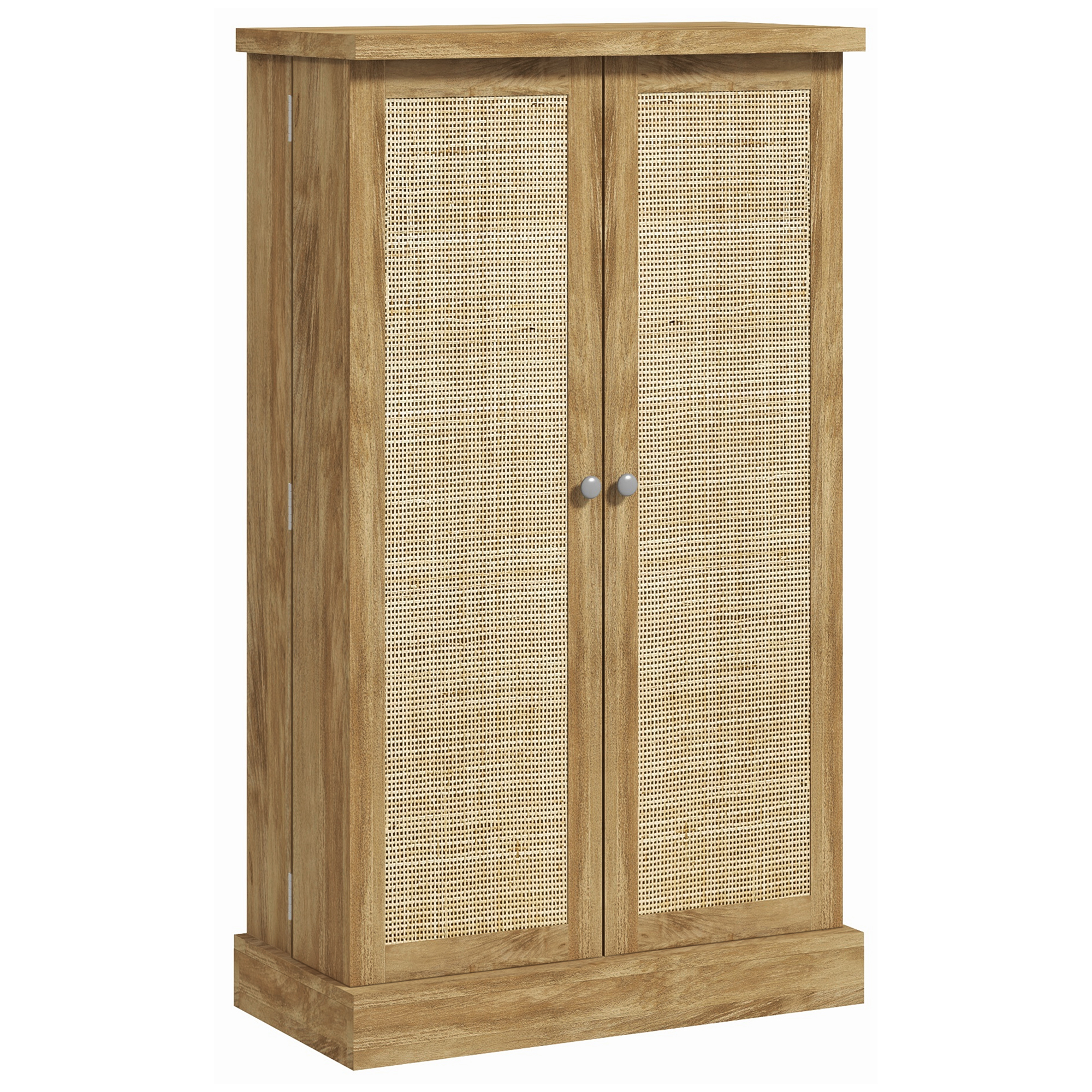 HOMCOM 41" Rattan Kitchen Storage Cabinet, Food Pantry Cabinet with 5-Tier Shelf, 12 Spice Racks, Adjustable Shelves, Natural