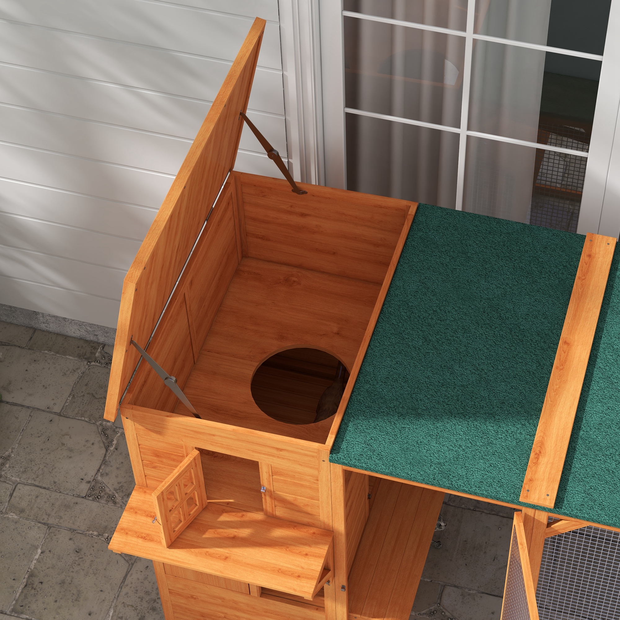 PawHut Outdoor Multi-Level Cat House for 3 Kitties, Orange | Aosom.com