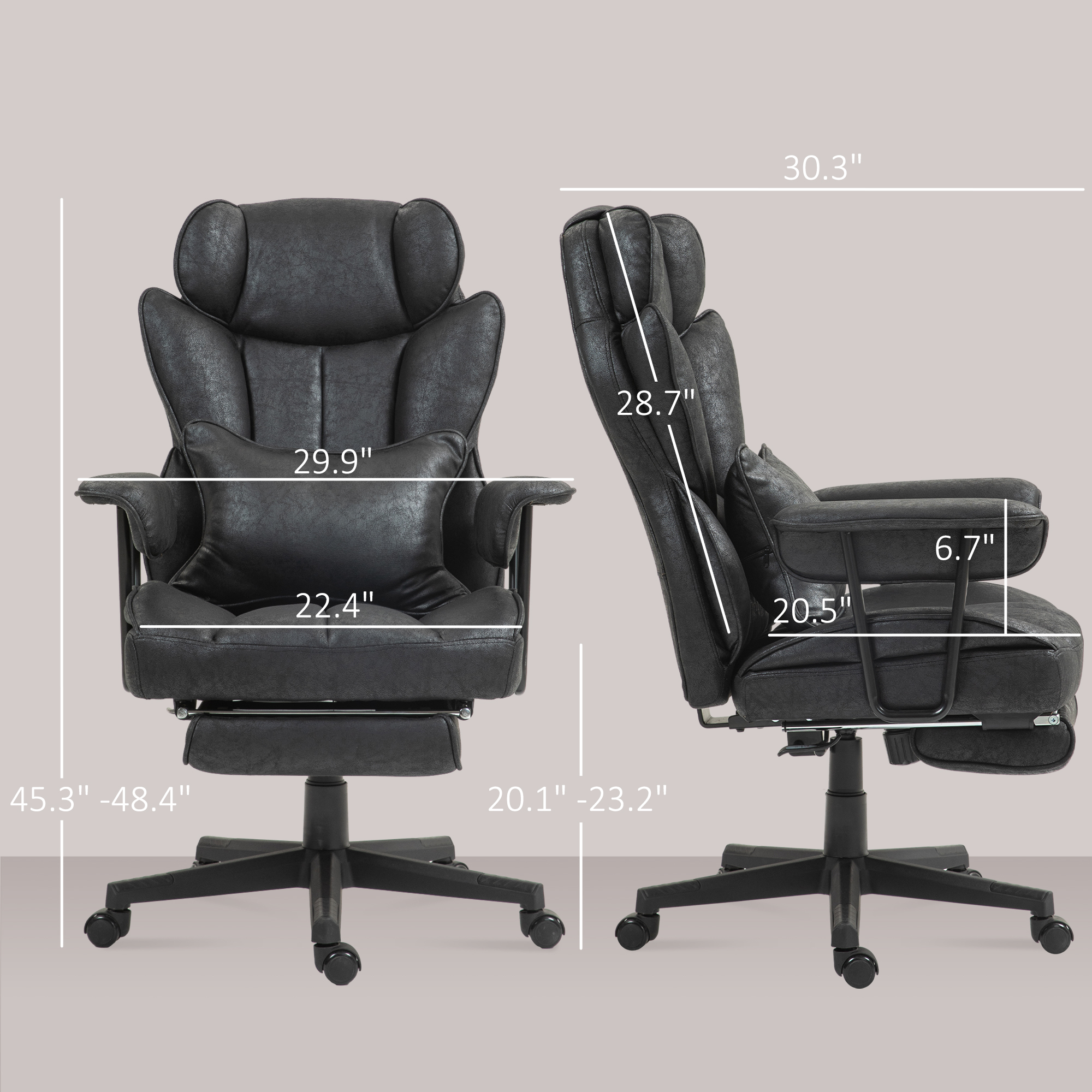 HOMCOM 396lbs. Big and Tall Office Chair, Massage Office Chair with ...