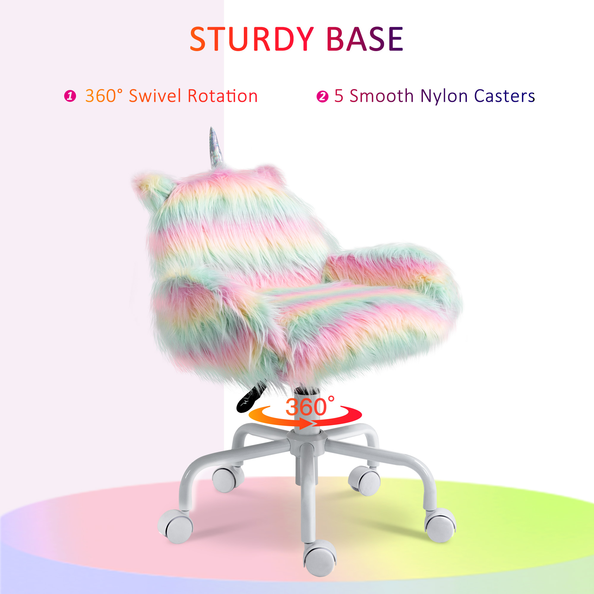 HOMCOM Computer Chair, Fluffy Unicorn Office Chair with Mid-Back