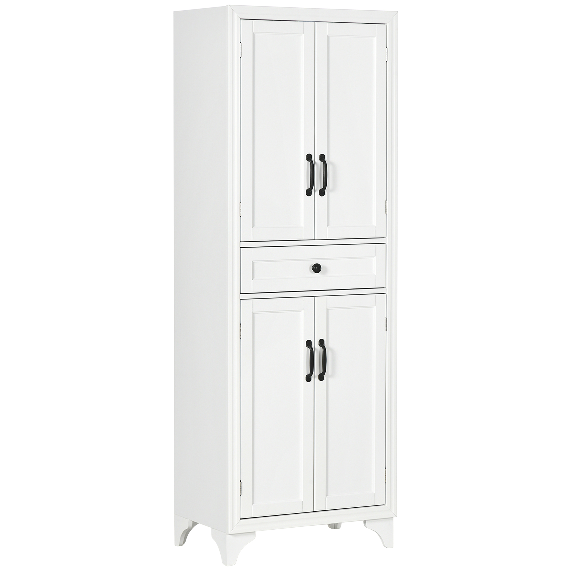 HOMCOM 67" 4-Door Kitchen Pantry with Drawer and Adjustable Shelves, White