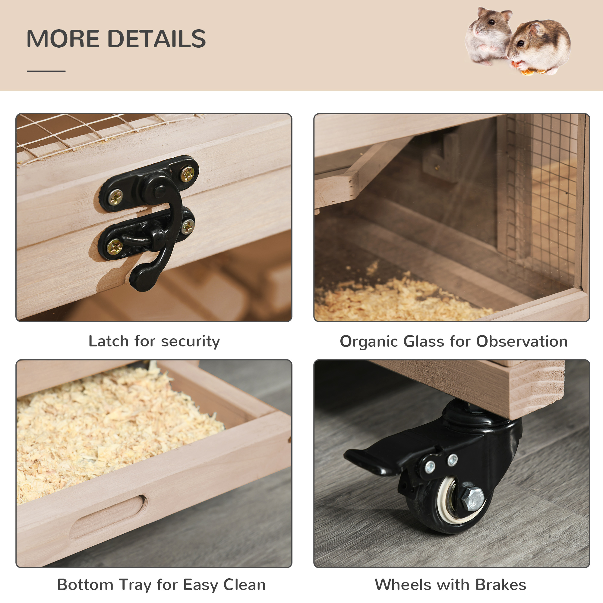 PawHut Hamster Cage with Triple Ladders and Double Huts, Big Small ... - Large Pet Hamster Cages With Ladders