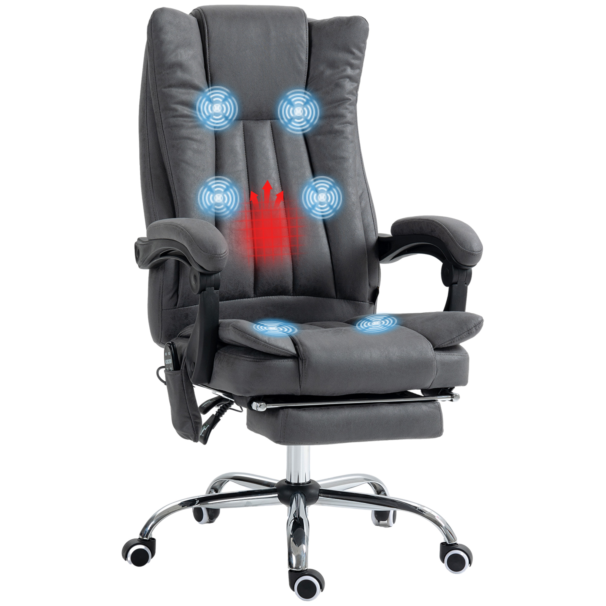 Vinsetto Massage Office Chair with 6 Points and Heat, Reclining Computer Chair with Adjustable Height and Footrest, Dark Blue