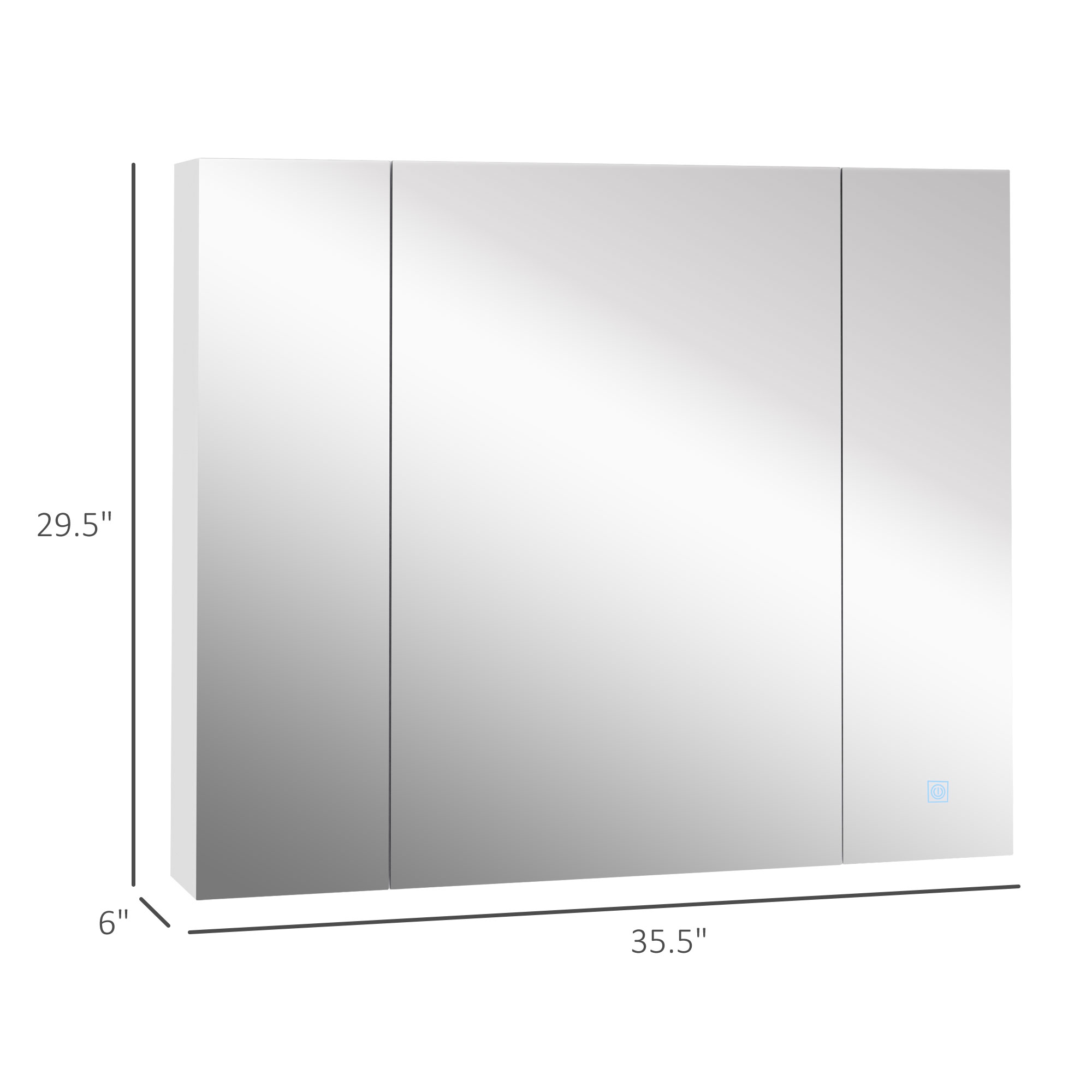 Kleankin LED Medicine Cabinet, Vanity Mirror Organizer