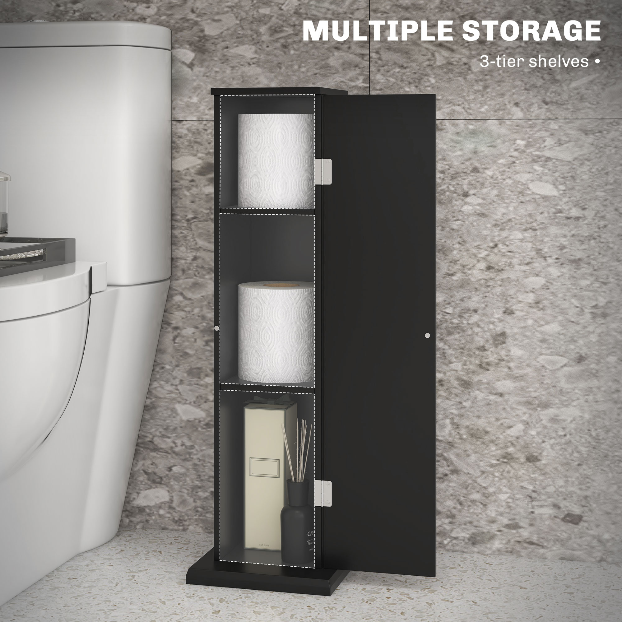 HOMCOM Small Toilet Paper Cabinet, Bathroom Corner Cabinet