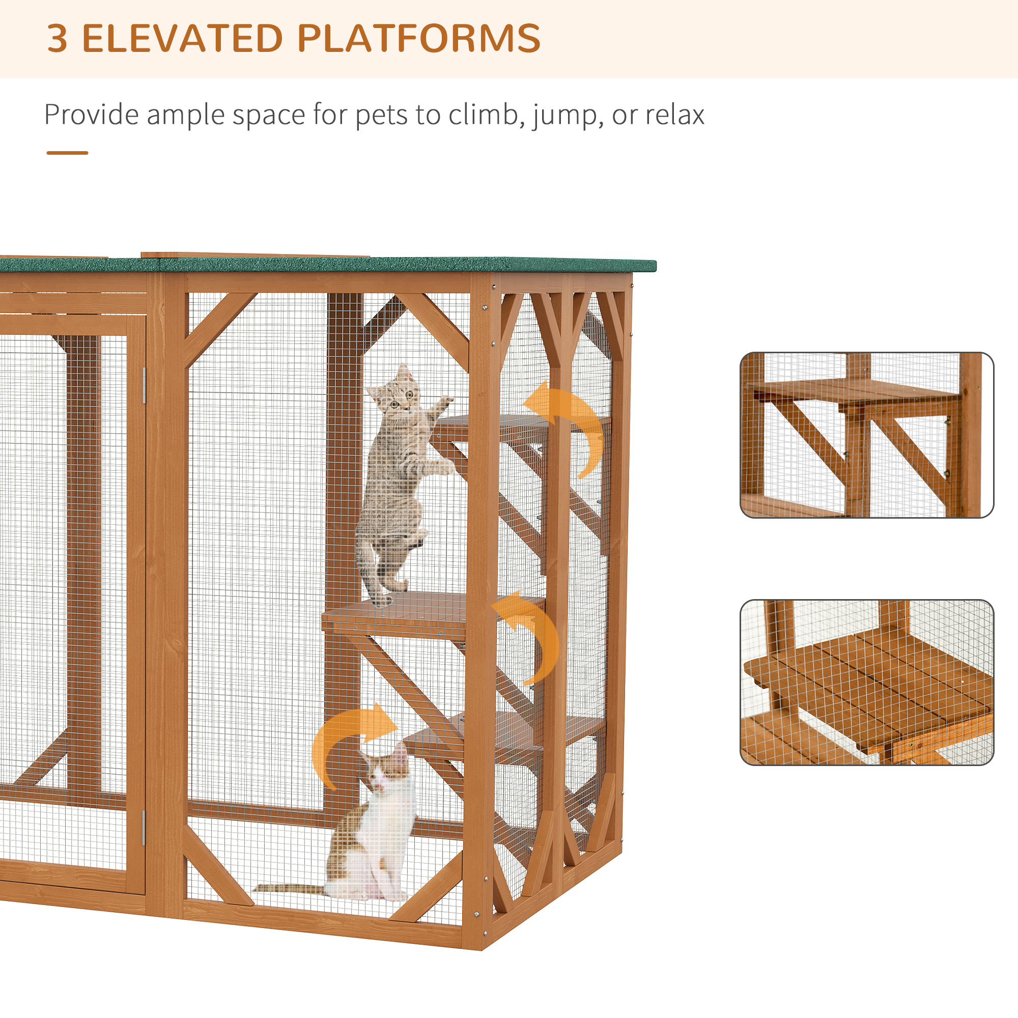 PawHut Cat Cage Wooden Enclosure Outdoor Pet House Small Animal