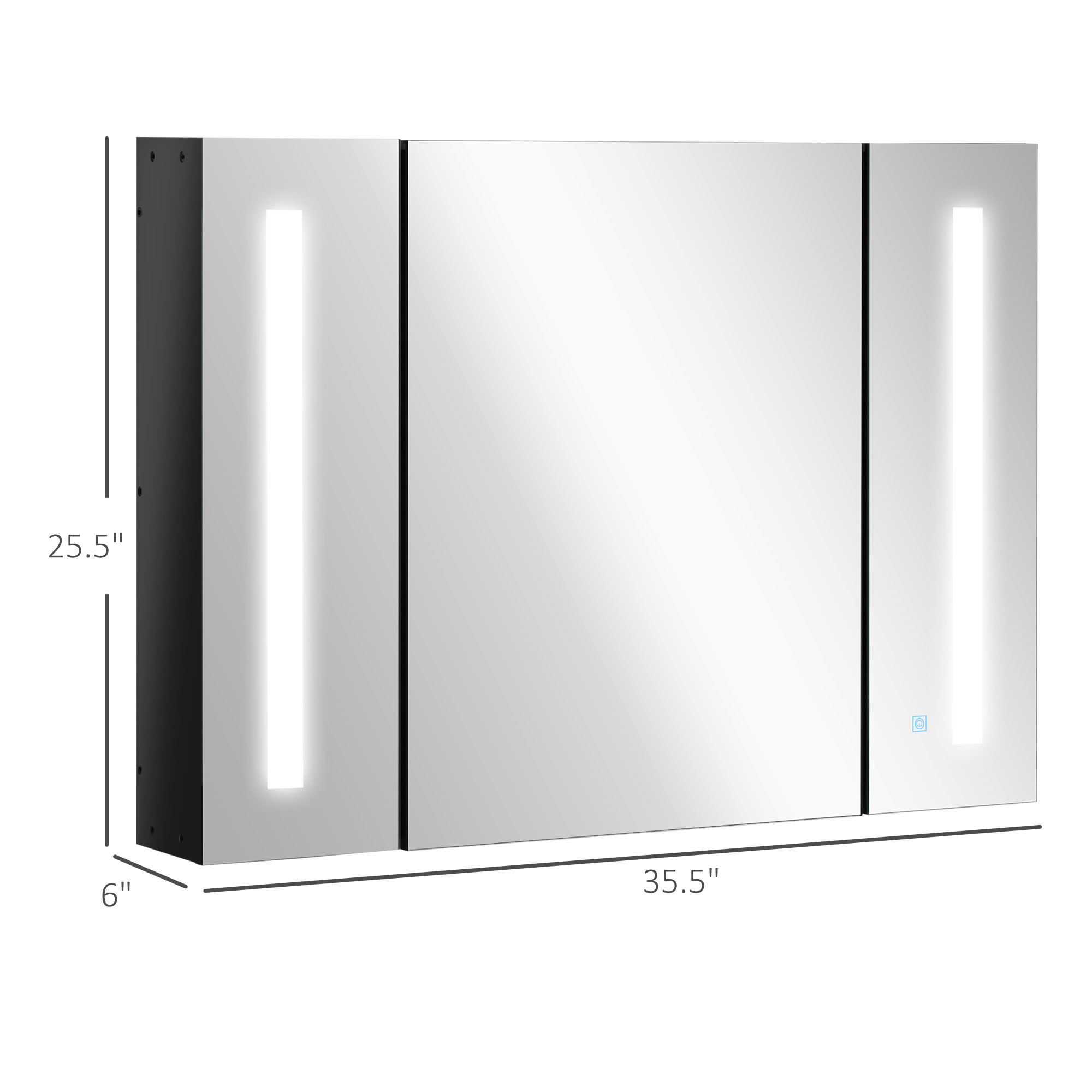 kleankin LED Lighted Medicine Cabinet with Mirror, 35.5