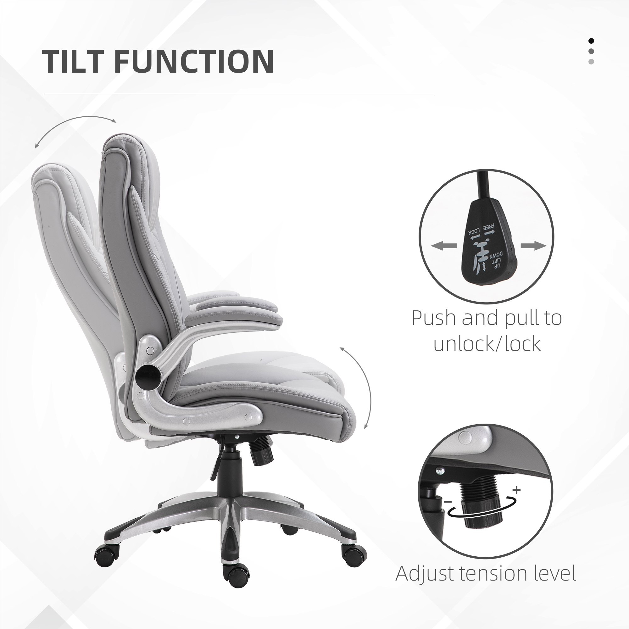 Vinsetto Office Chair Faux Leather Computer Rocker with Liftable ...