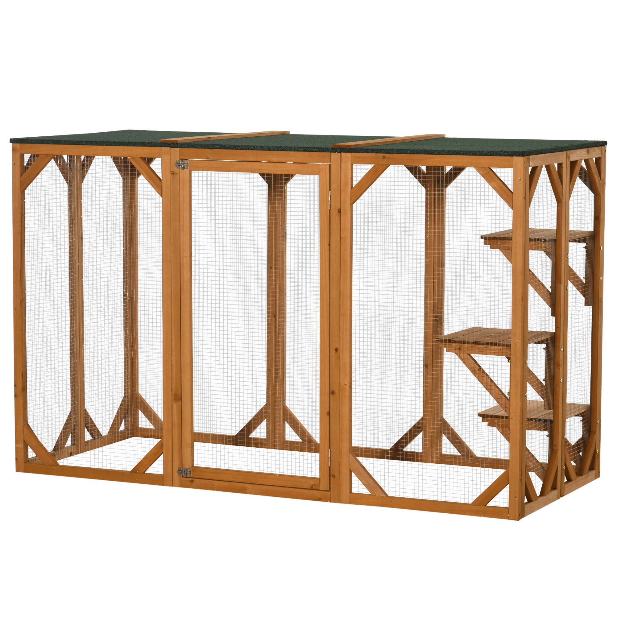 Wooden Pet Enclosure PawHut 71 L Orange Wooden Outdoor Cat House