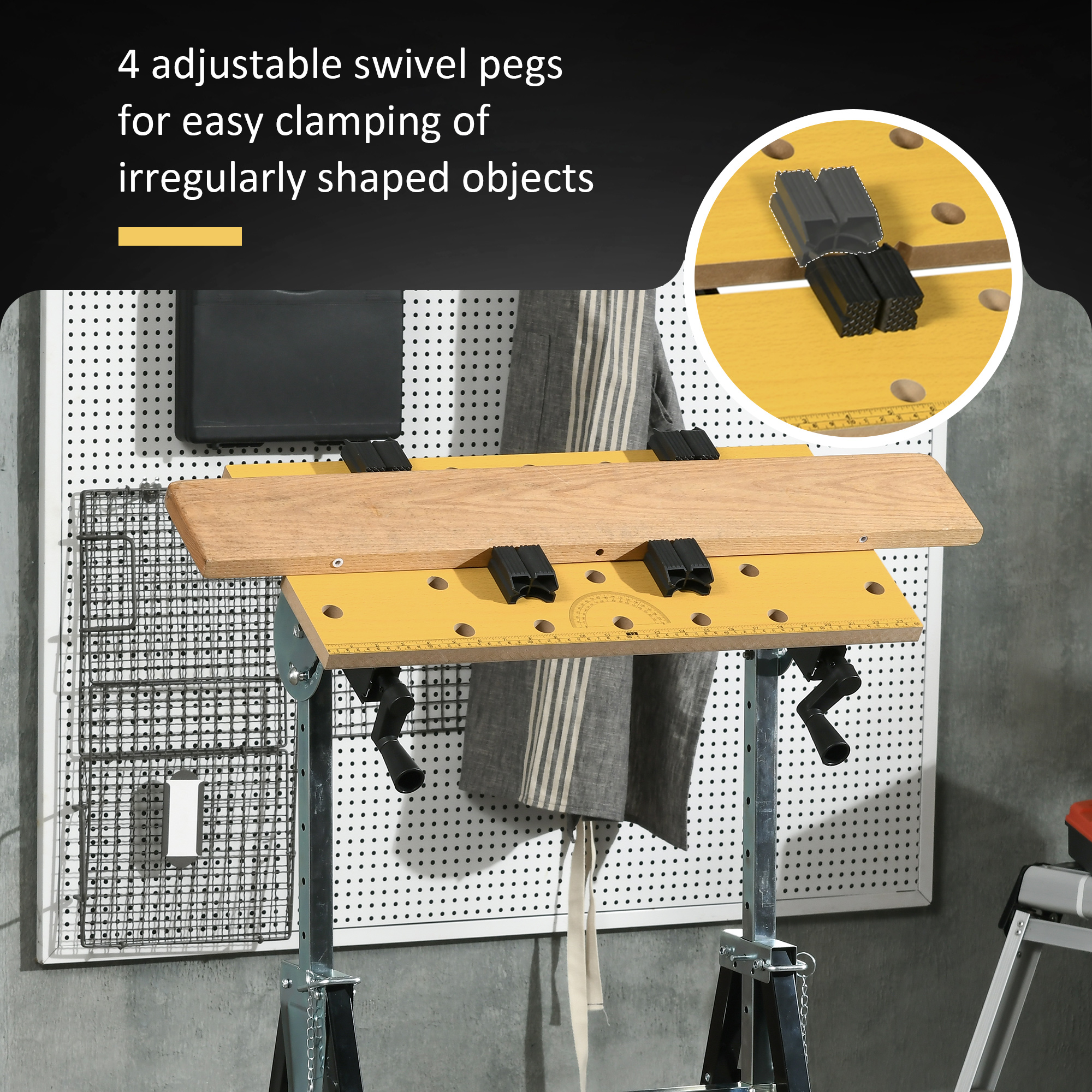 HOMCOM Work Bench Tool Stand with Adjustable Height and