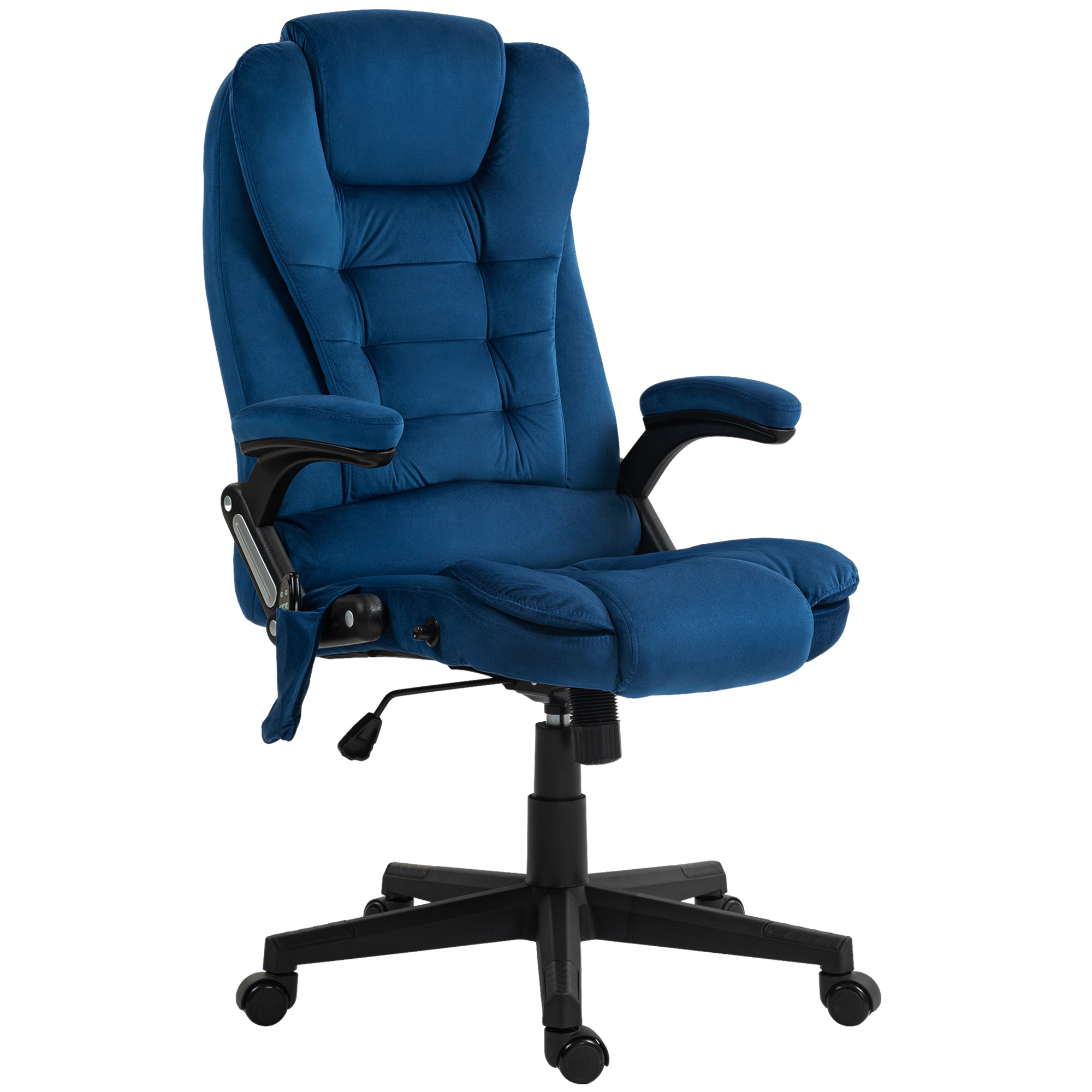 Vinsetto 6 Point Executive Heated Office Chair, Velvet High Back Vibrating Massage Office Desk Chair, Drak Blue | Aosom.com