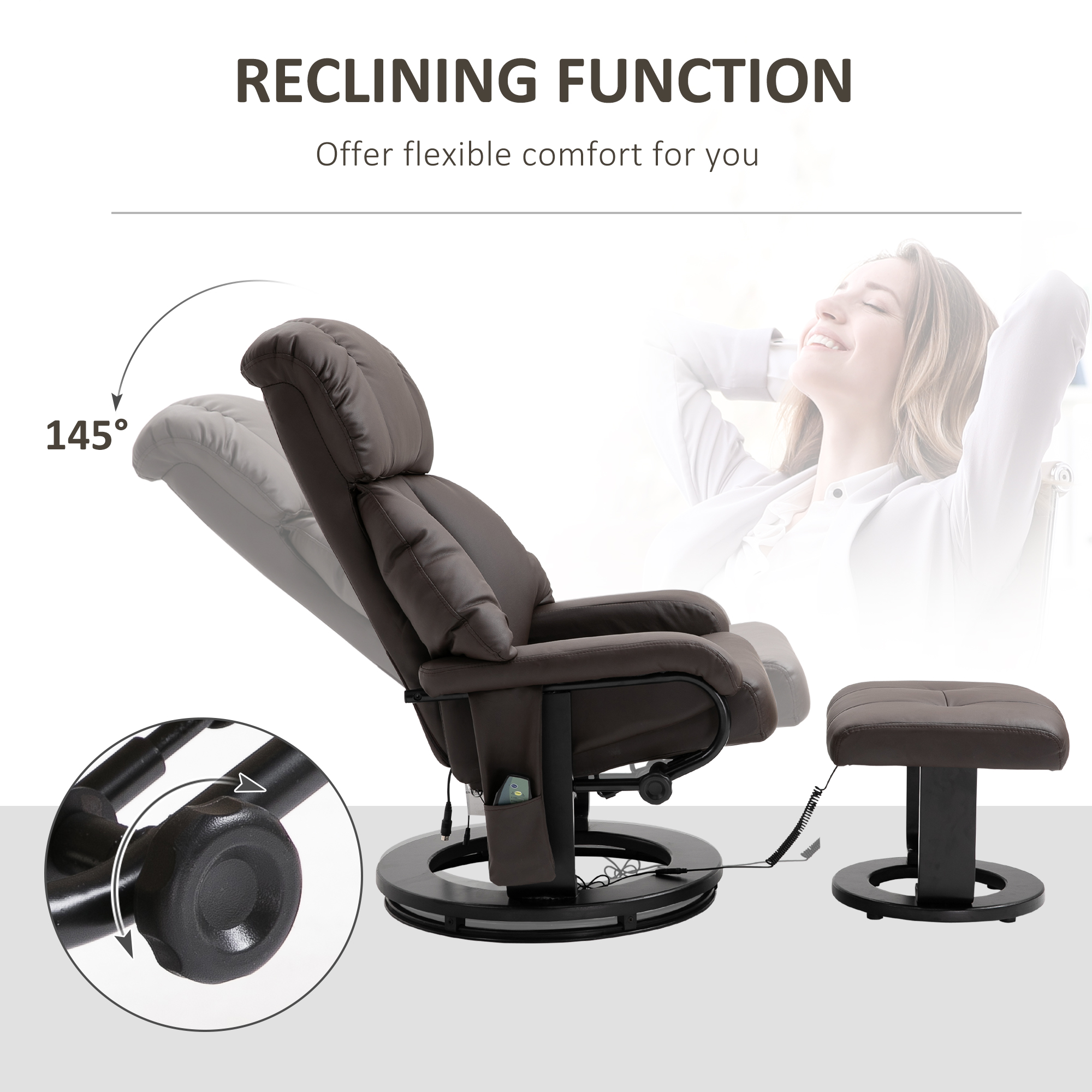 HOMCOM Recliner with Ottoman Footrest, Recliner Chair with