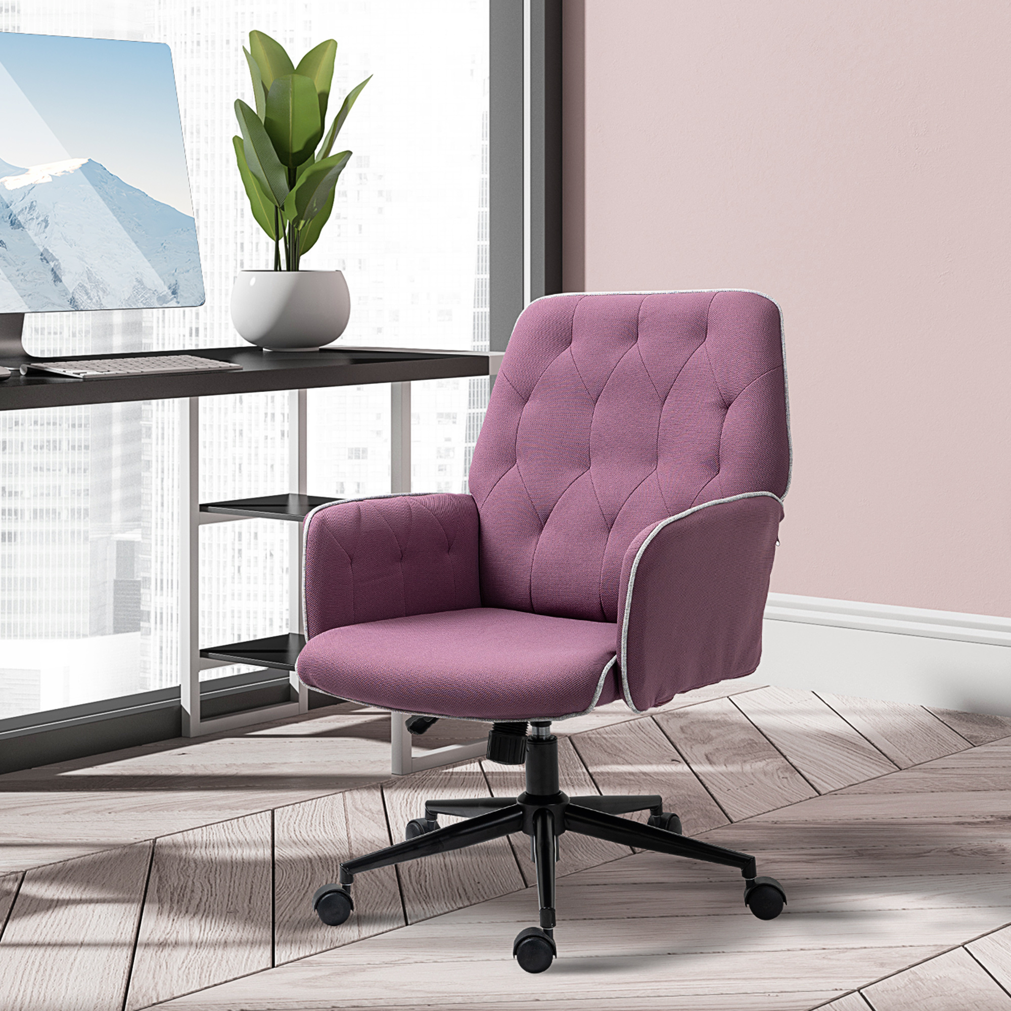 Vinsetto Desk Chair Armchair Office Chair Modern Mid-Back Tufted