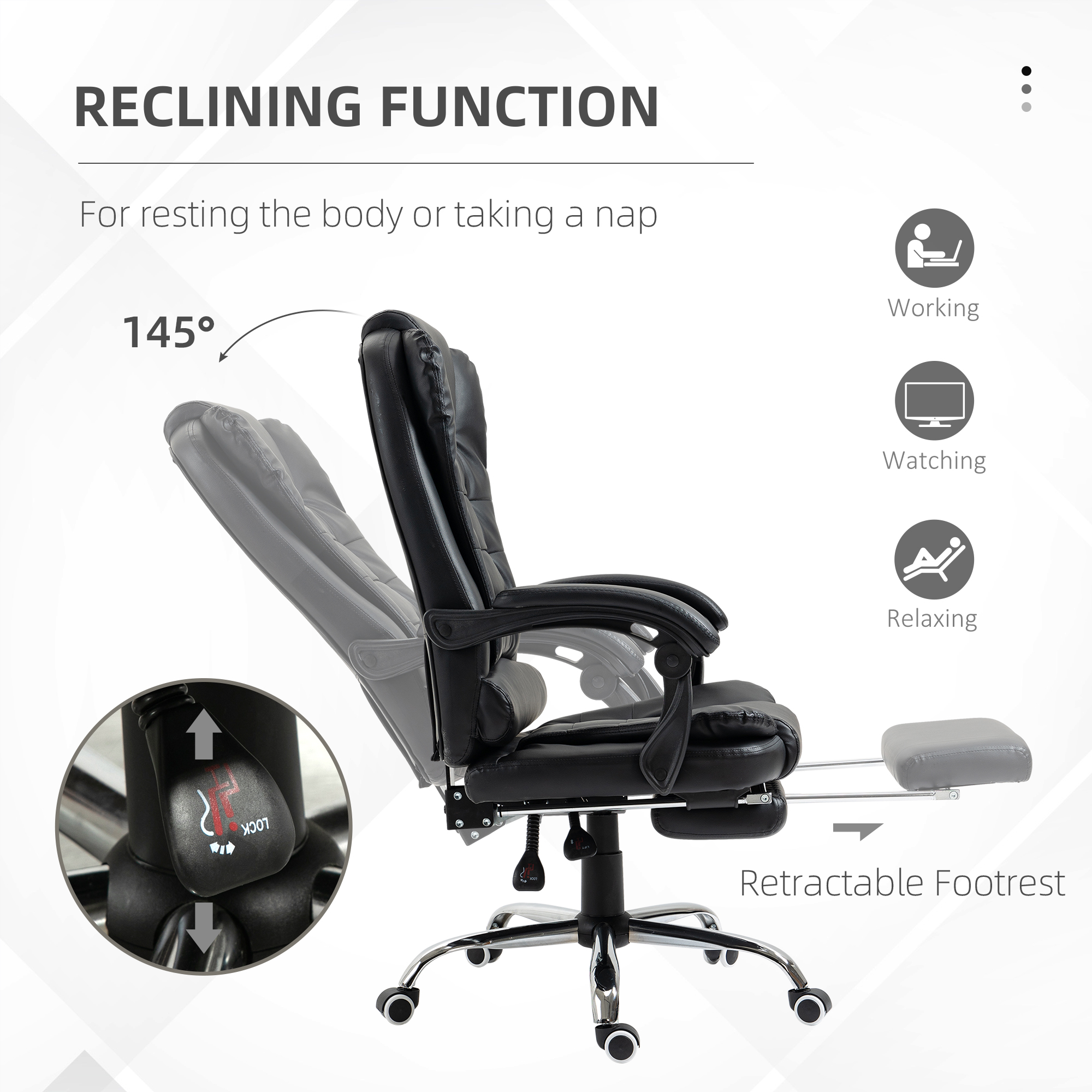 HOMCOM High Back Computer Office Chair with Footrest, Black | Aosom.com