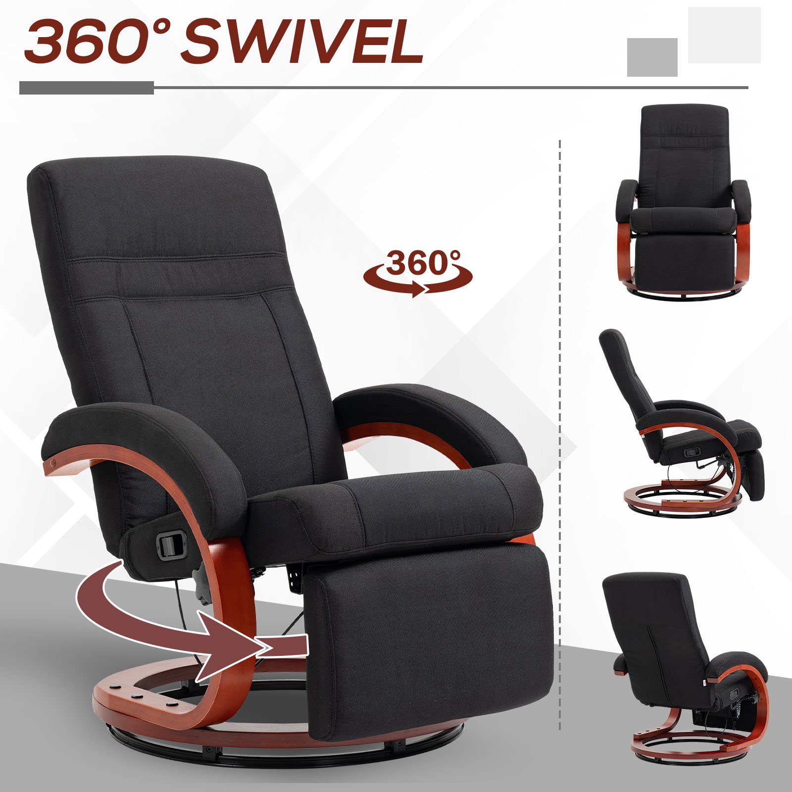 HOMCOM Manual Recliner Chair for Adults, Adjustable Swivel