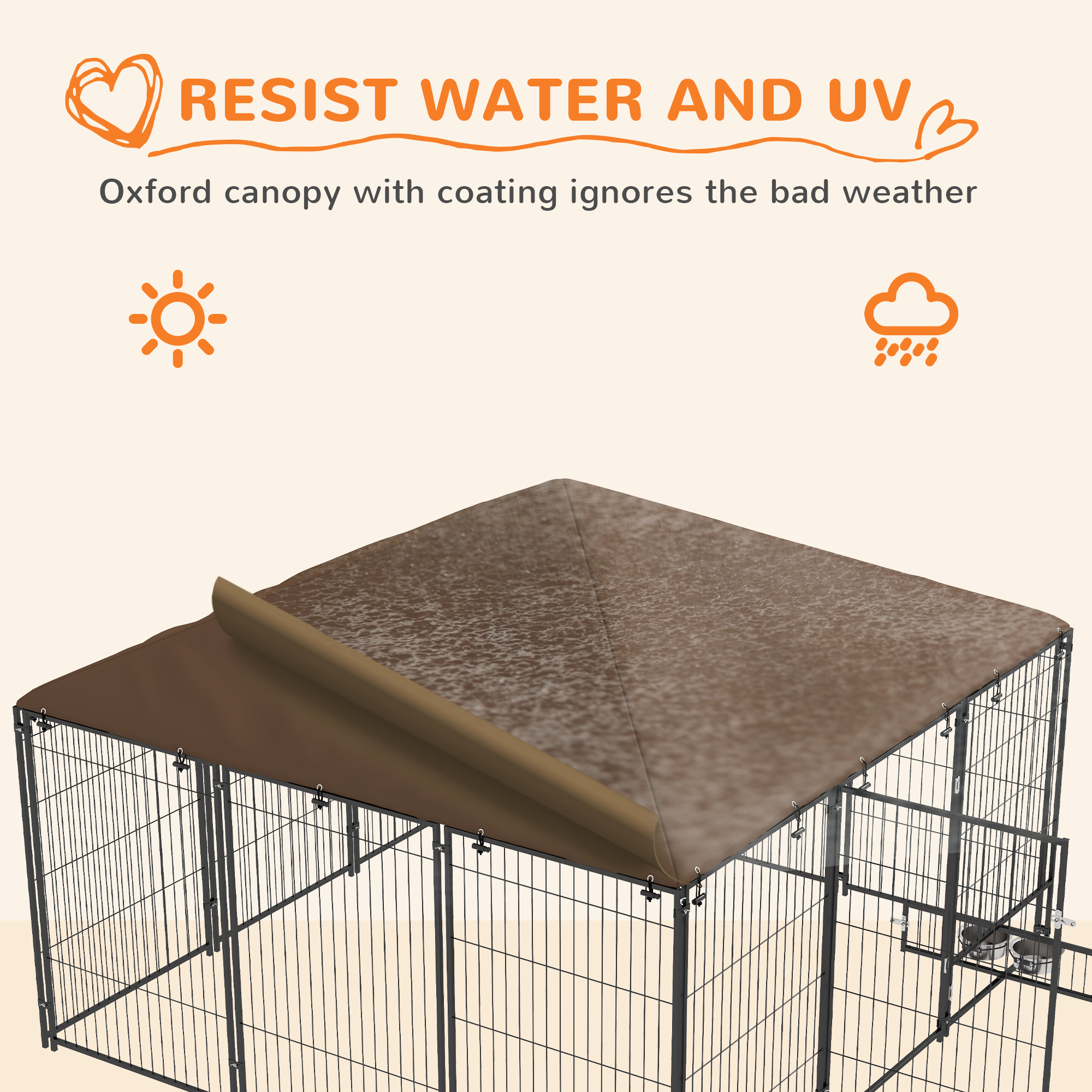 PawHut 6.9' x 6.9' x 5' Outdoor Dog Kennel with Canopy