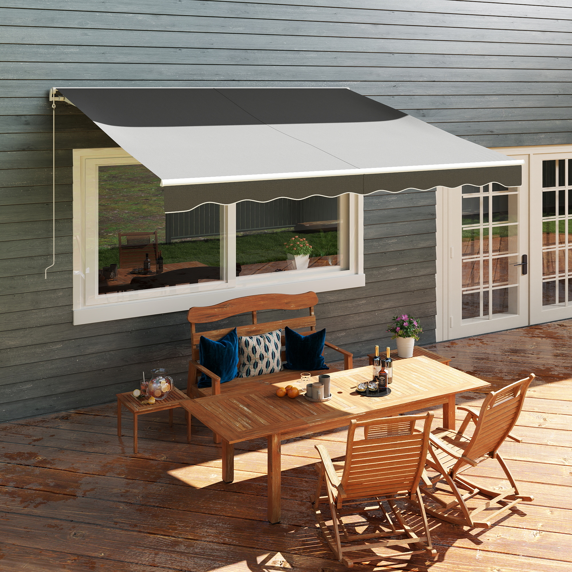 Outsunny 12' x 10' Electric Retractable Awning Sunshade