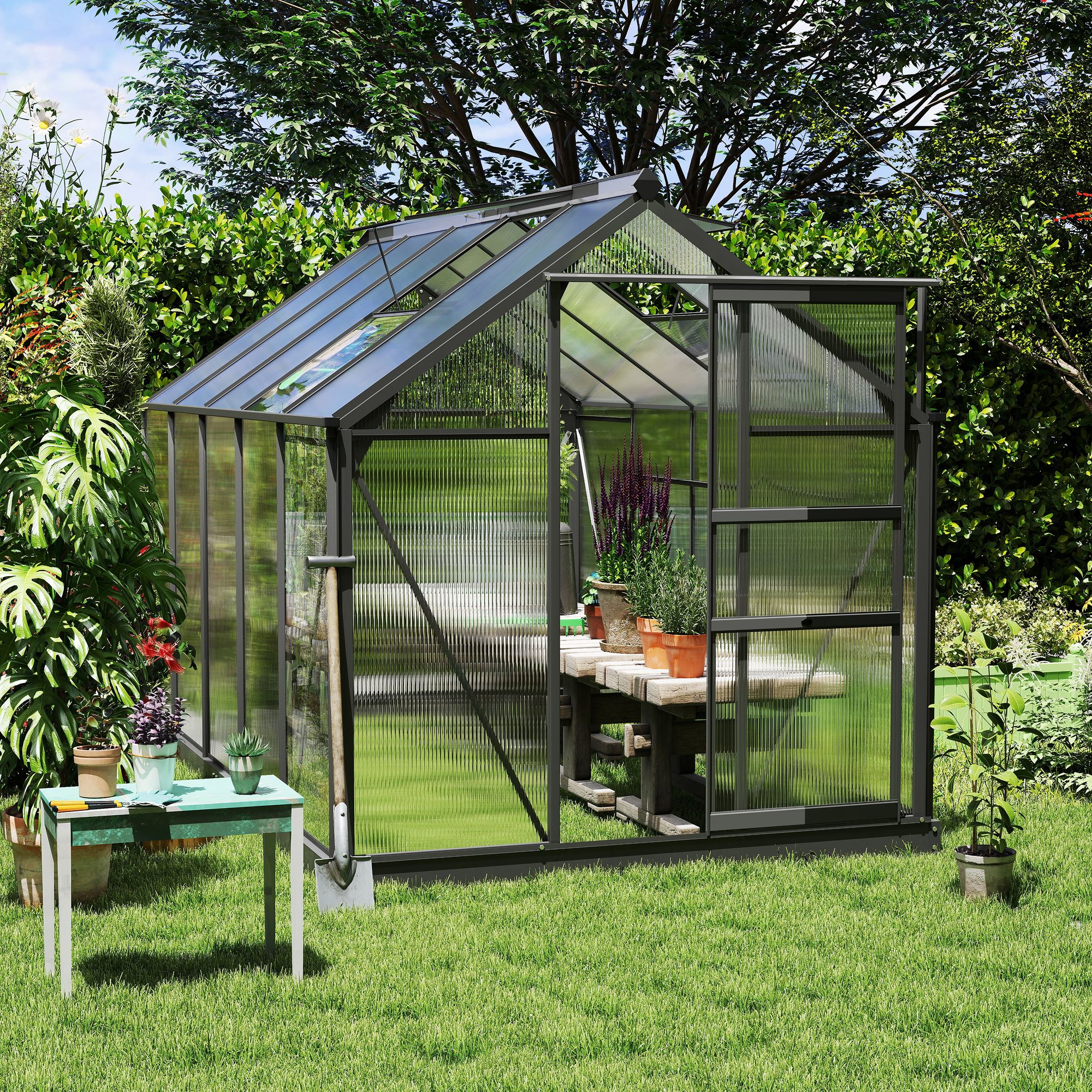 グリーンライト　10台 Outsunny 10' x 6' x 7' Aluminum Polycarbonate Walk-In Garden
