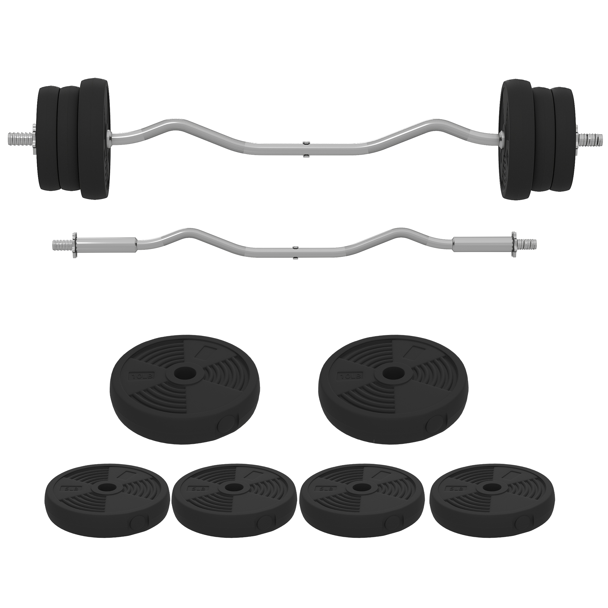 Soozier 50LBS Barbell Weight Set, Adjustable Weights with Curl Bar