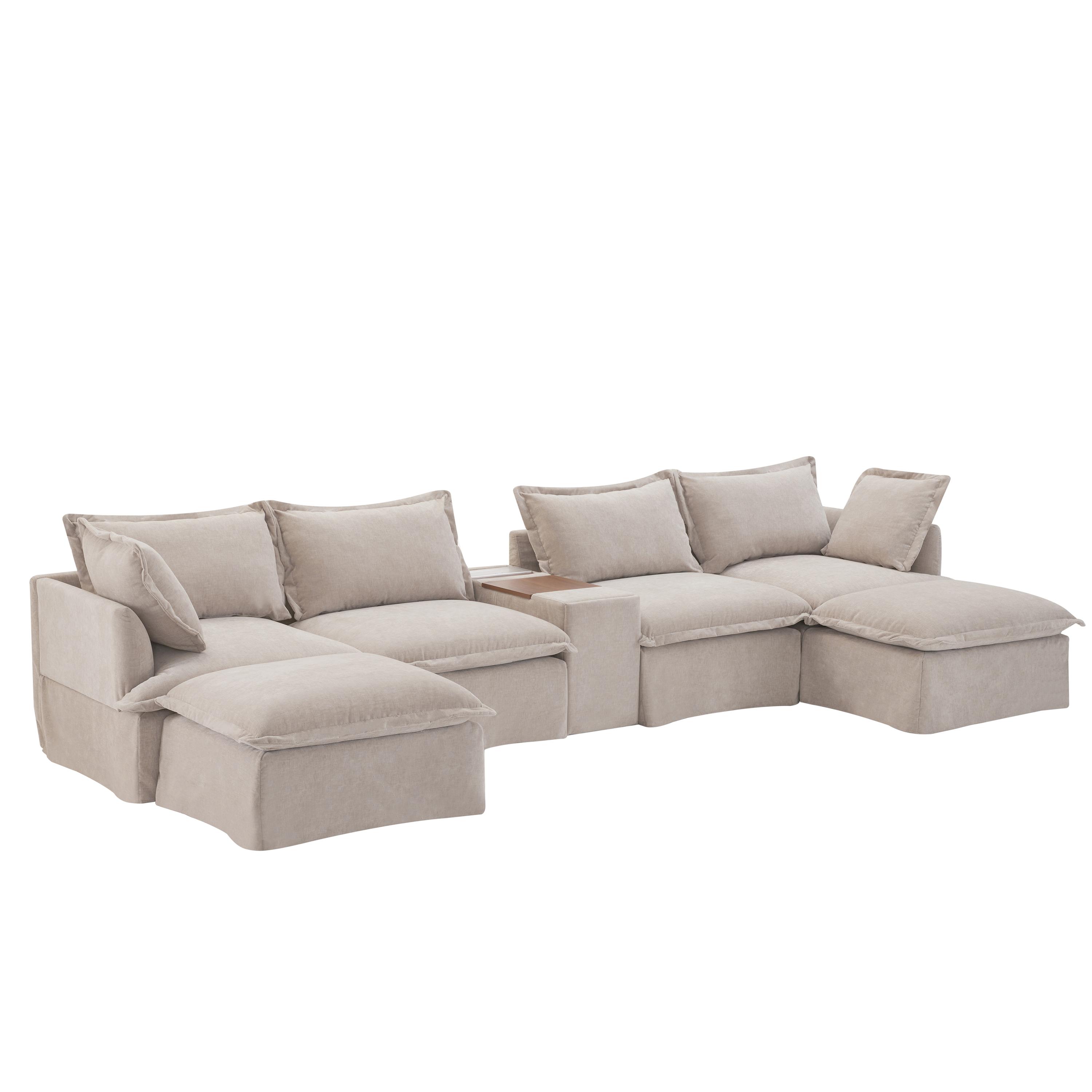 【ポニョ】ADRS Connie sofa wide 2seater Modular Sectional Sofa with Movable Ottoman and Console