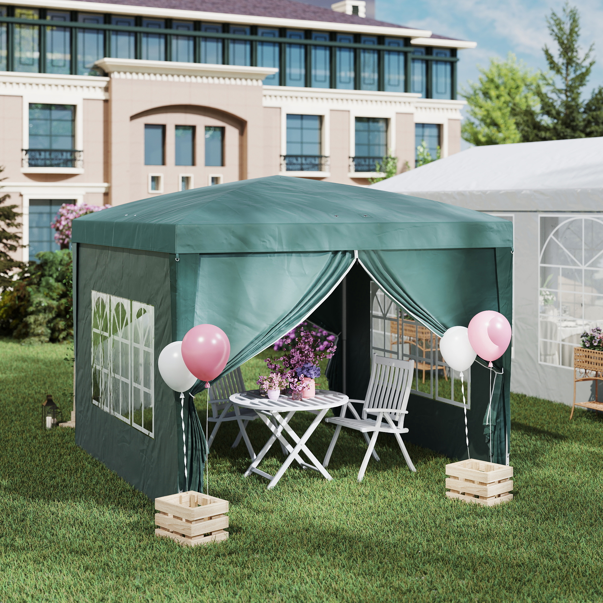 Outsunny 10'x10' Pop Up Party Tent Outdoor Wedding Gazebo Canopy Carrying Bag White main image 1