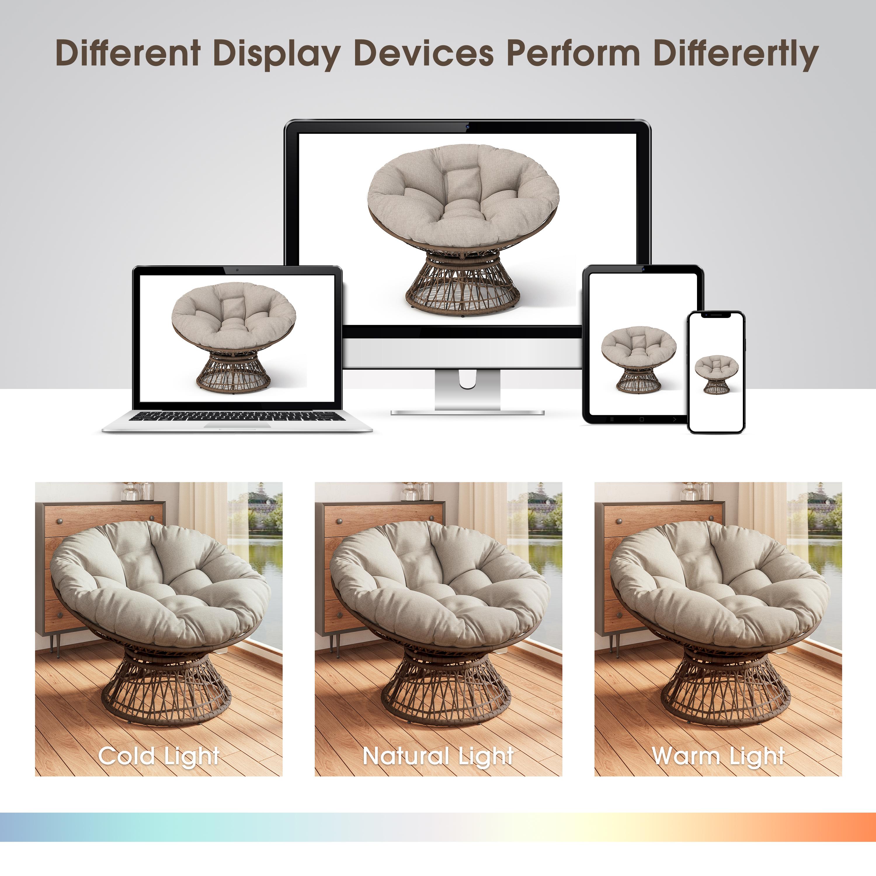 オットマン 360° Swivel Ergonomic Wicker Papasan Chair with Cloud-Like