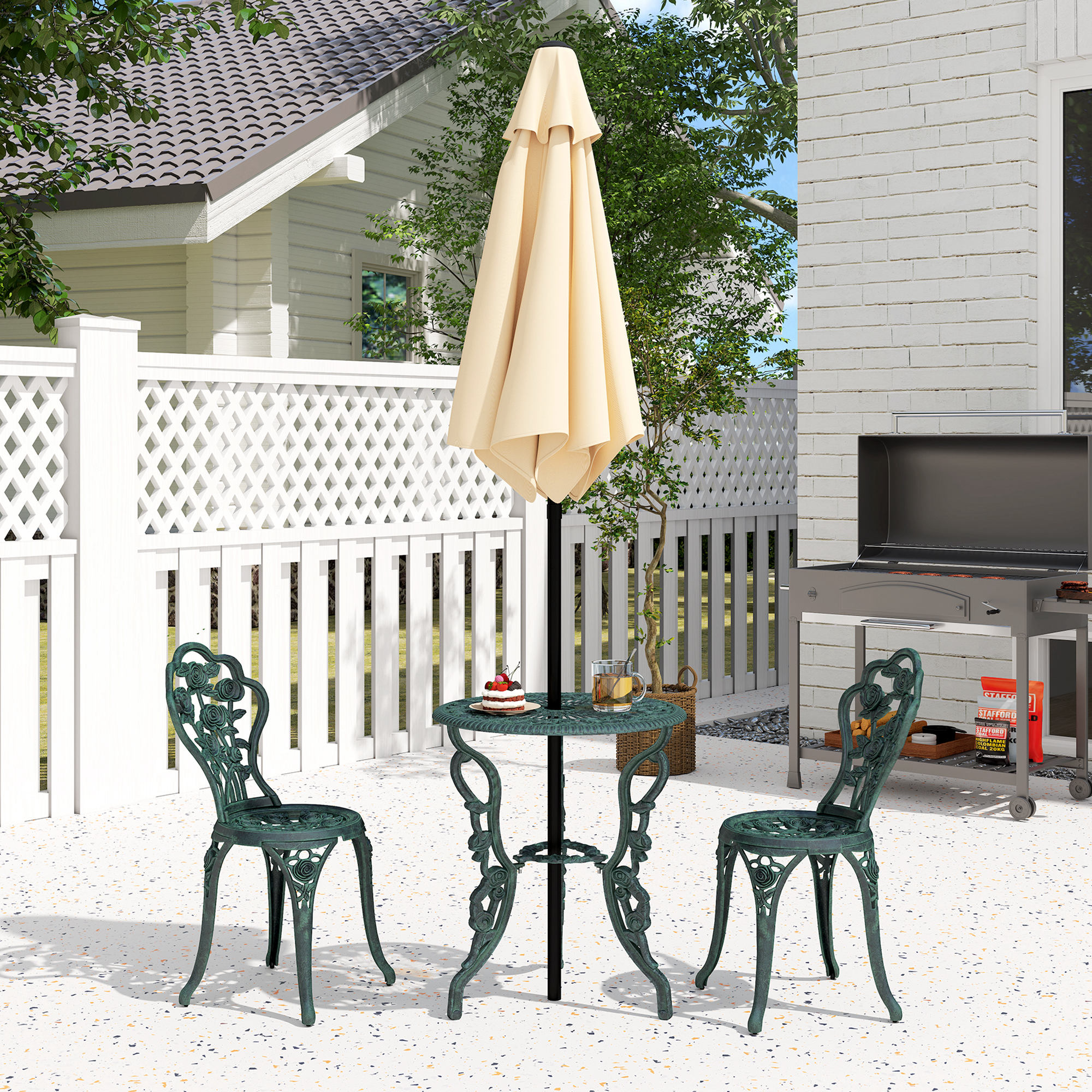 Outdoor Furniture Outsunny 3PC Rattan Bistro Set Folding Rattan