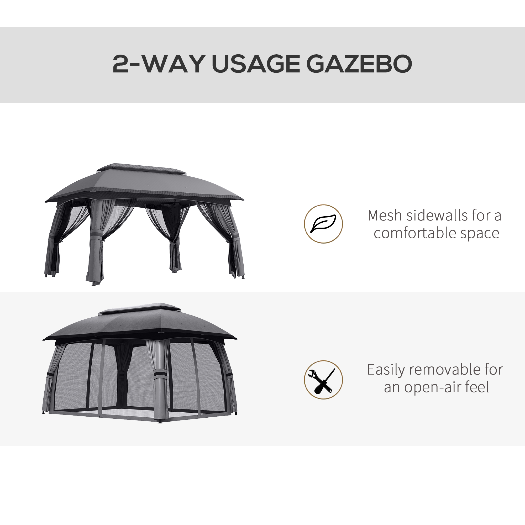 Outsunny 10' x 13' Patio Gazebo, Outdoor Gazebo Canopy