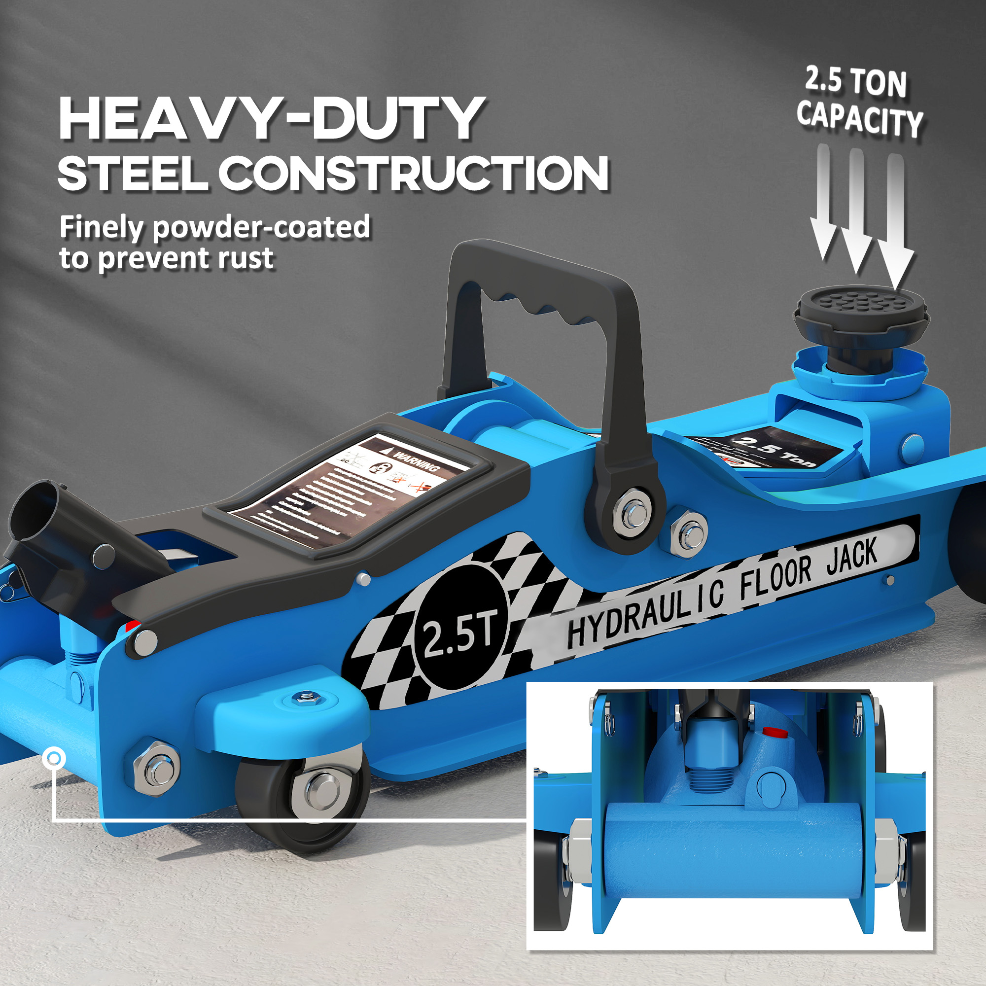 HOMCOM Low Profile Car Jack, Hydraulic Racing Floor Jack, 3.1