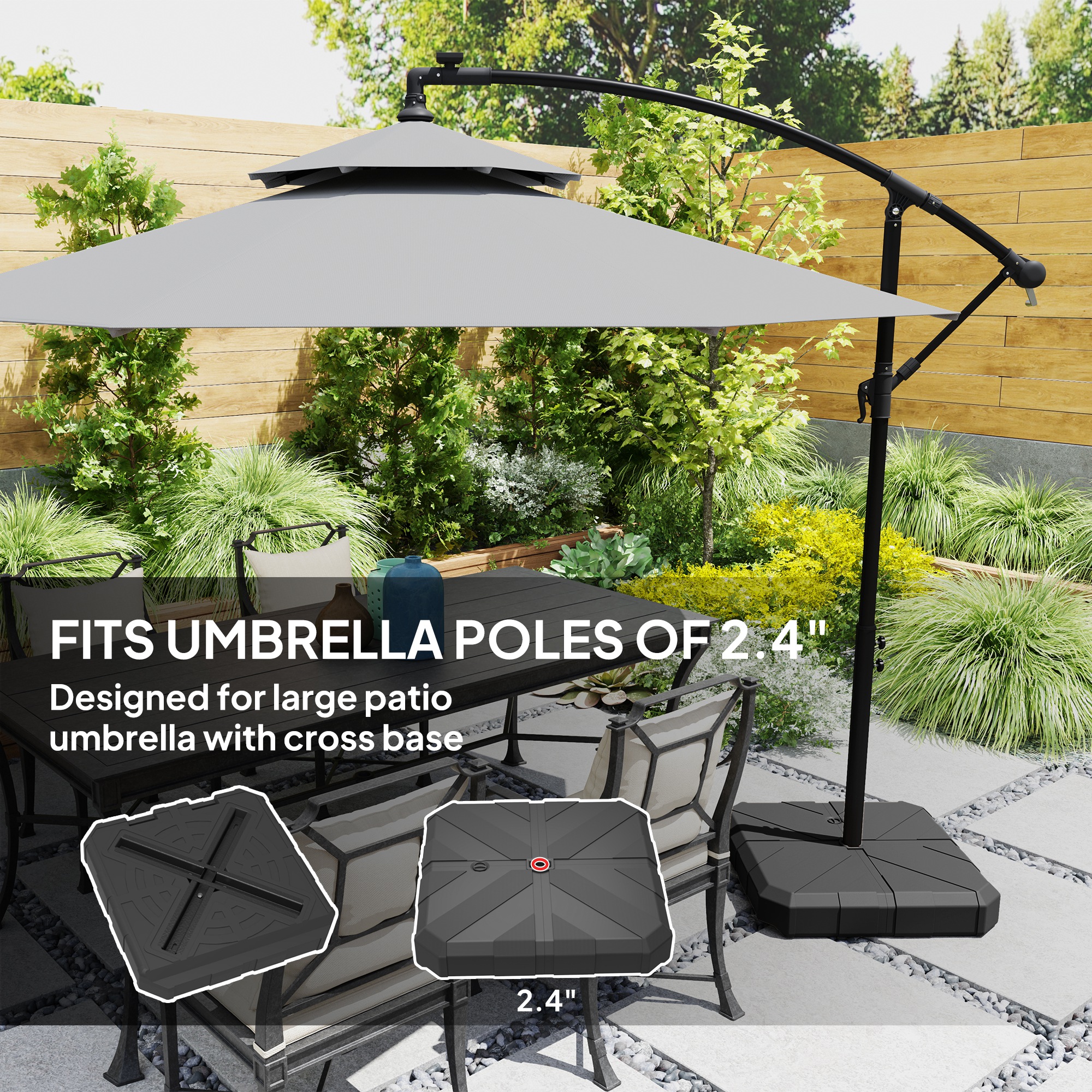 black sunbrella patio umbrella 8.5 ft. White Aluminum Commercial Pagoda Market Patio Umbrella with Fiberglass Ribs in Black Sunbrella