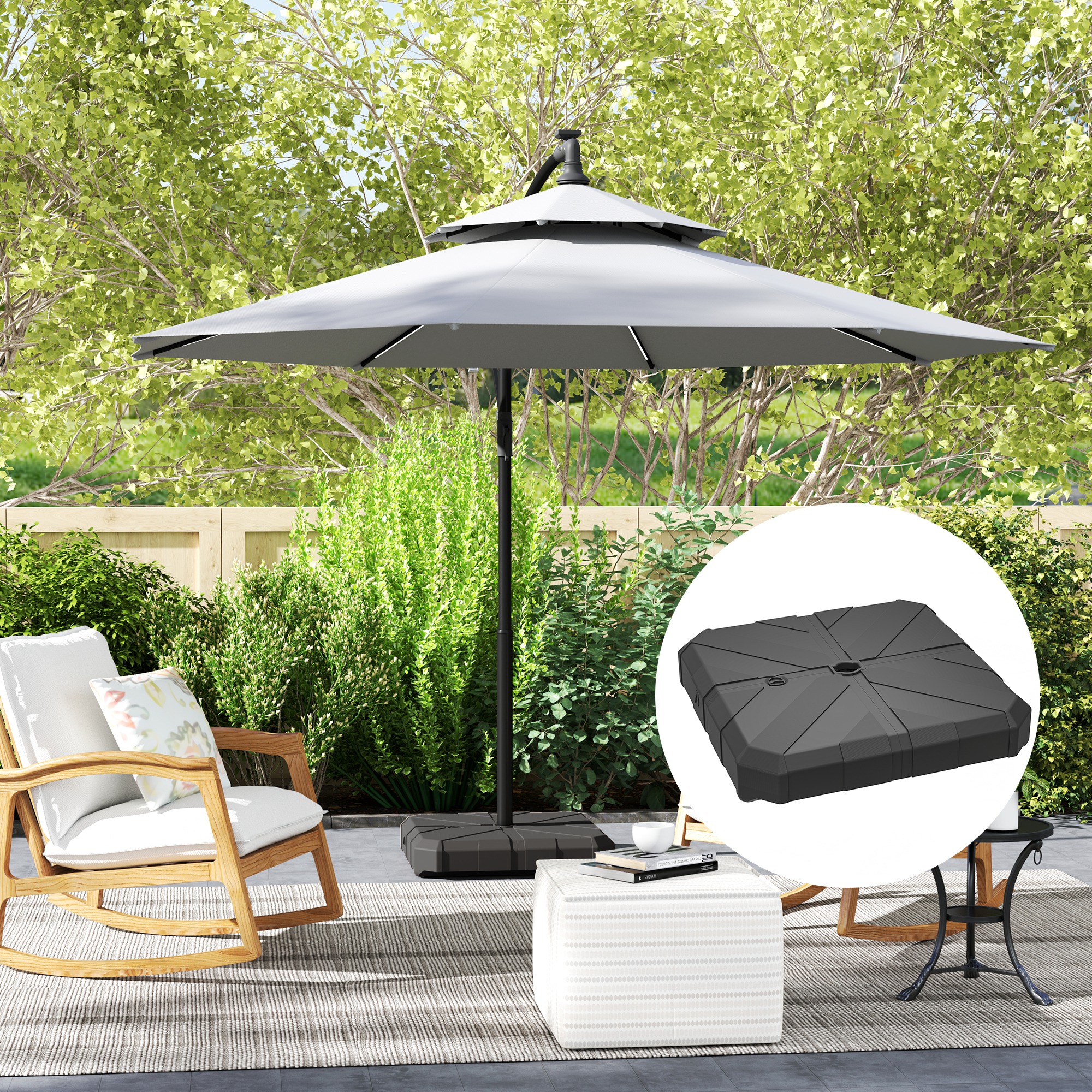 desk patio umbrella LOVE YOUR DECK Holder Easy Installation - Space Saving Umbrella Holder Design - Outdoor Umbrella Base and Mount ensuring lasting durability and protection. Outsunny Square Patio Umbrella Base,
