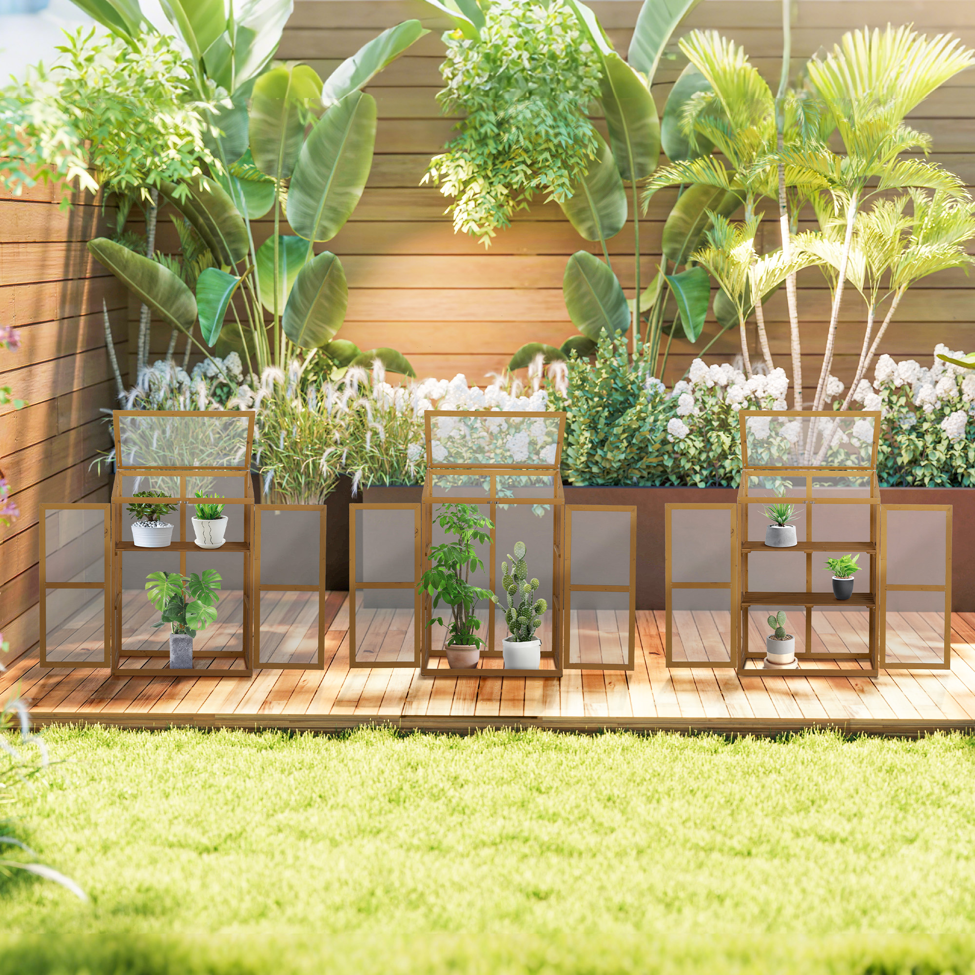 Wooden Cold Frame Planter 30 x 24 x 44 in Polycarbonate Lid w