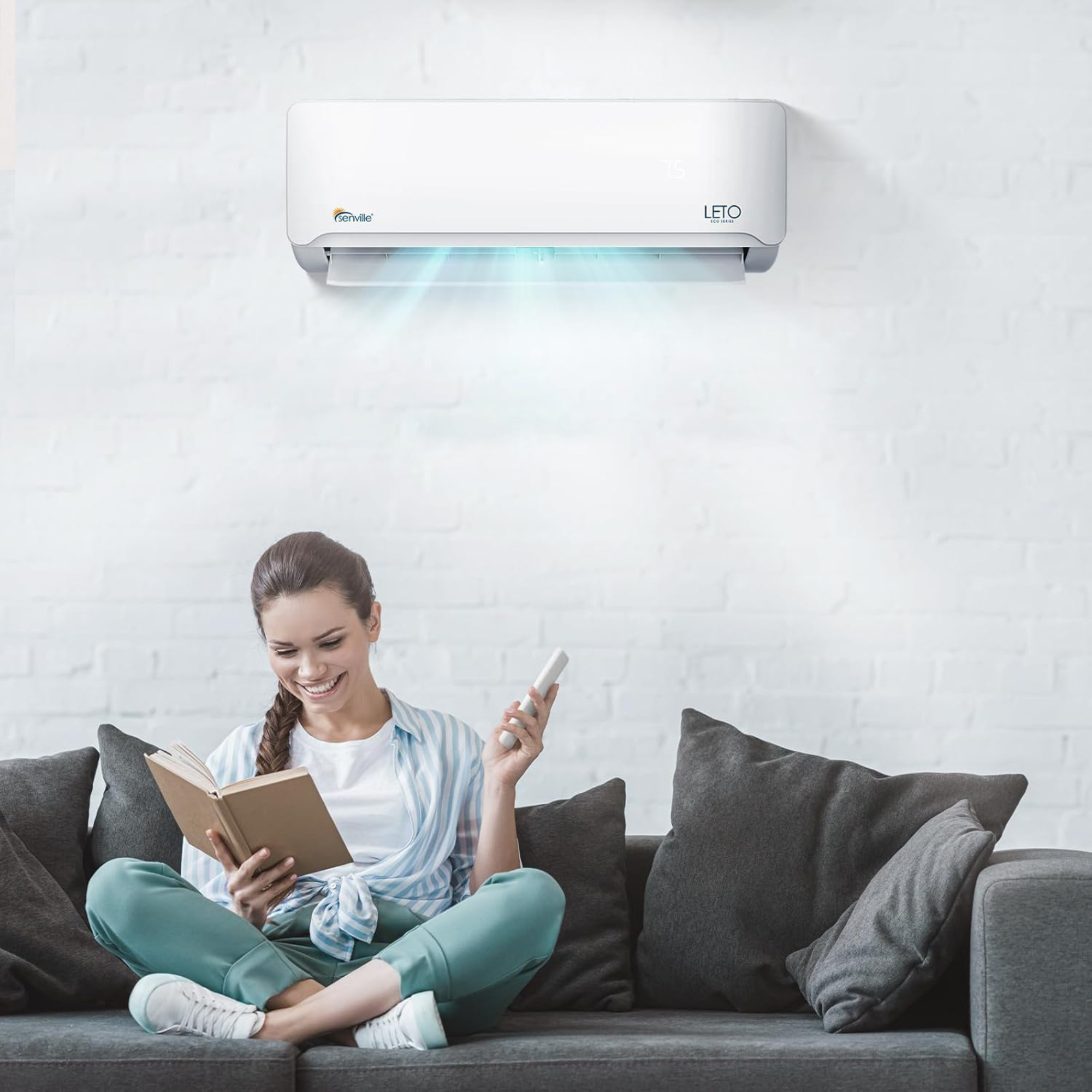 Senville LETO Series 9000 BTU Mini Split Air Conditioner with Heat Pump, Inverter, Alexa Compatibility,Easy to install kit, White| Aosom.com