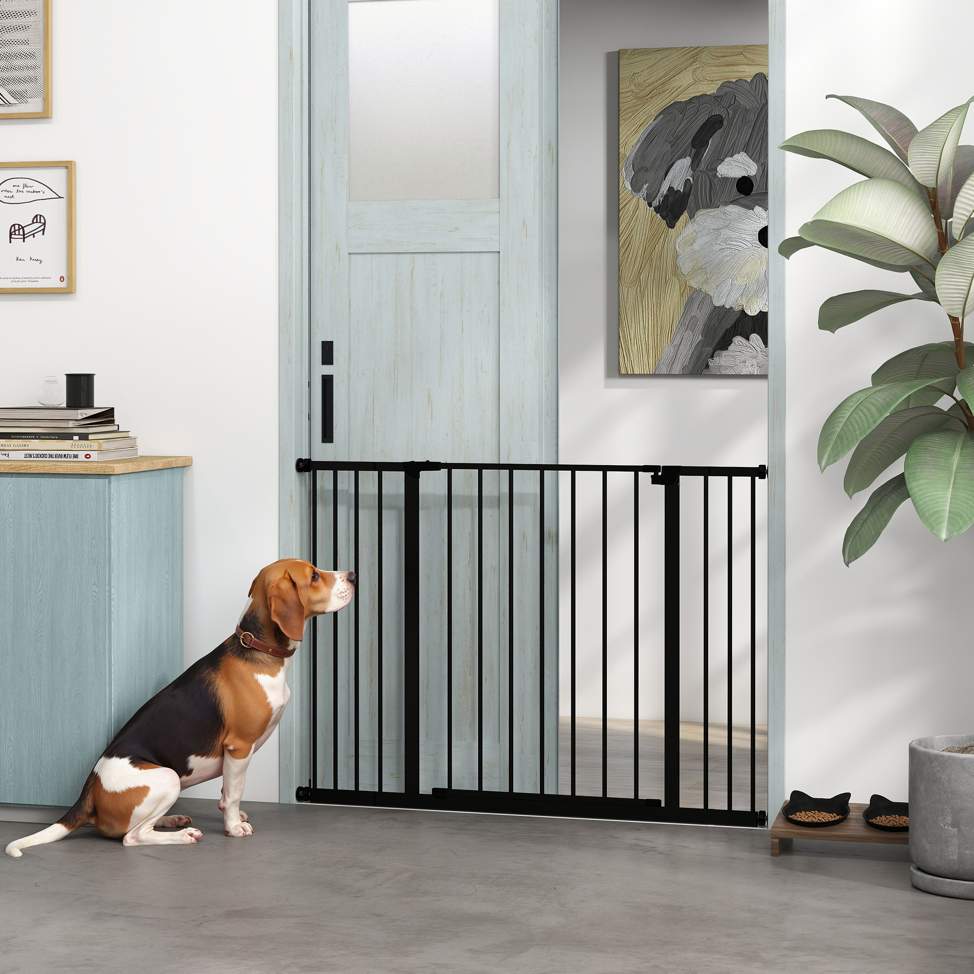 PawHut Pressure Fit Dog Gate Pet Barrier for stairs doorway, 29.9